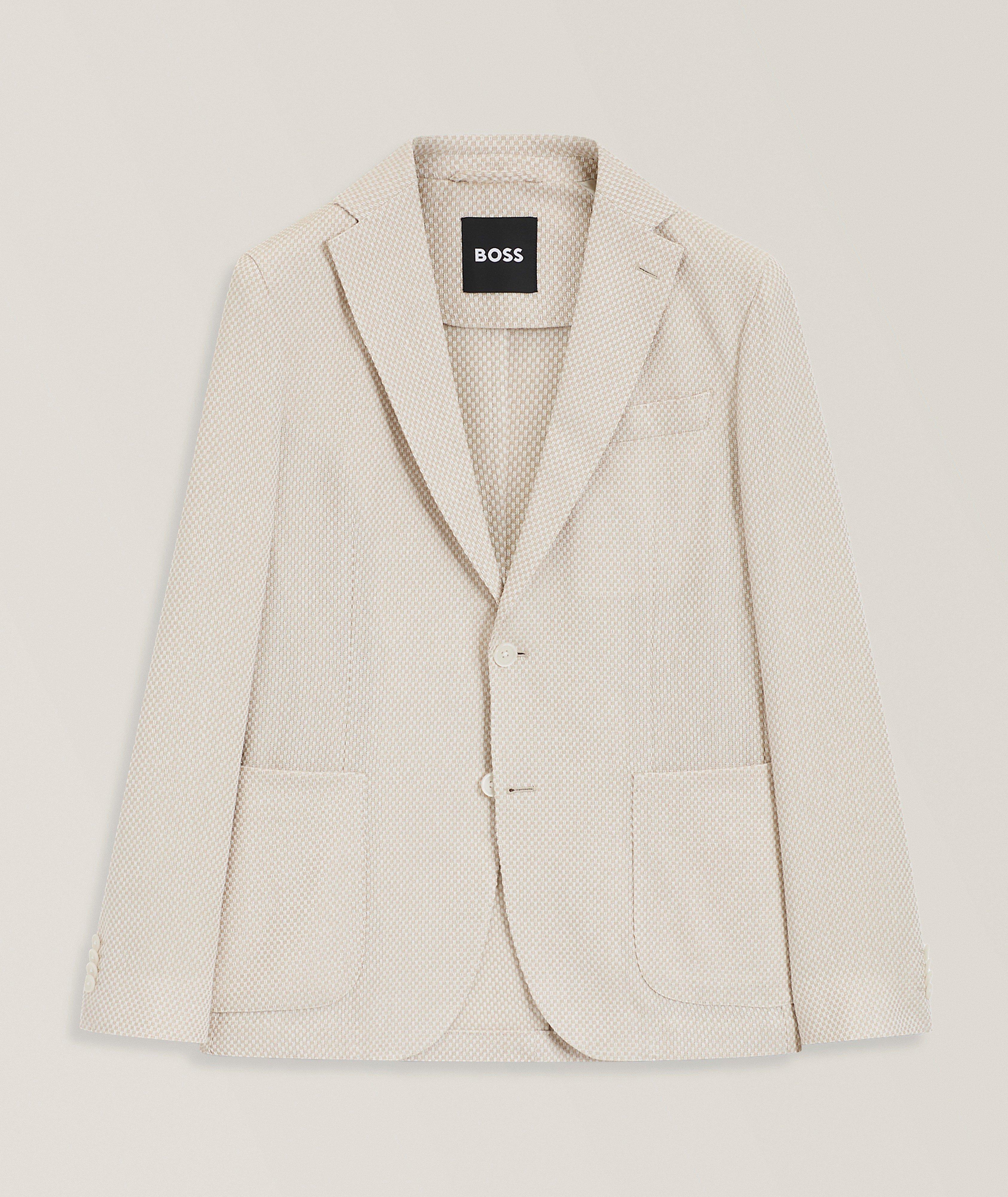 BOSS Hanry Patterned Cotton-Blend Suit Jacket 
