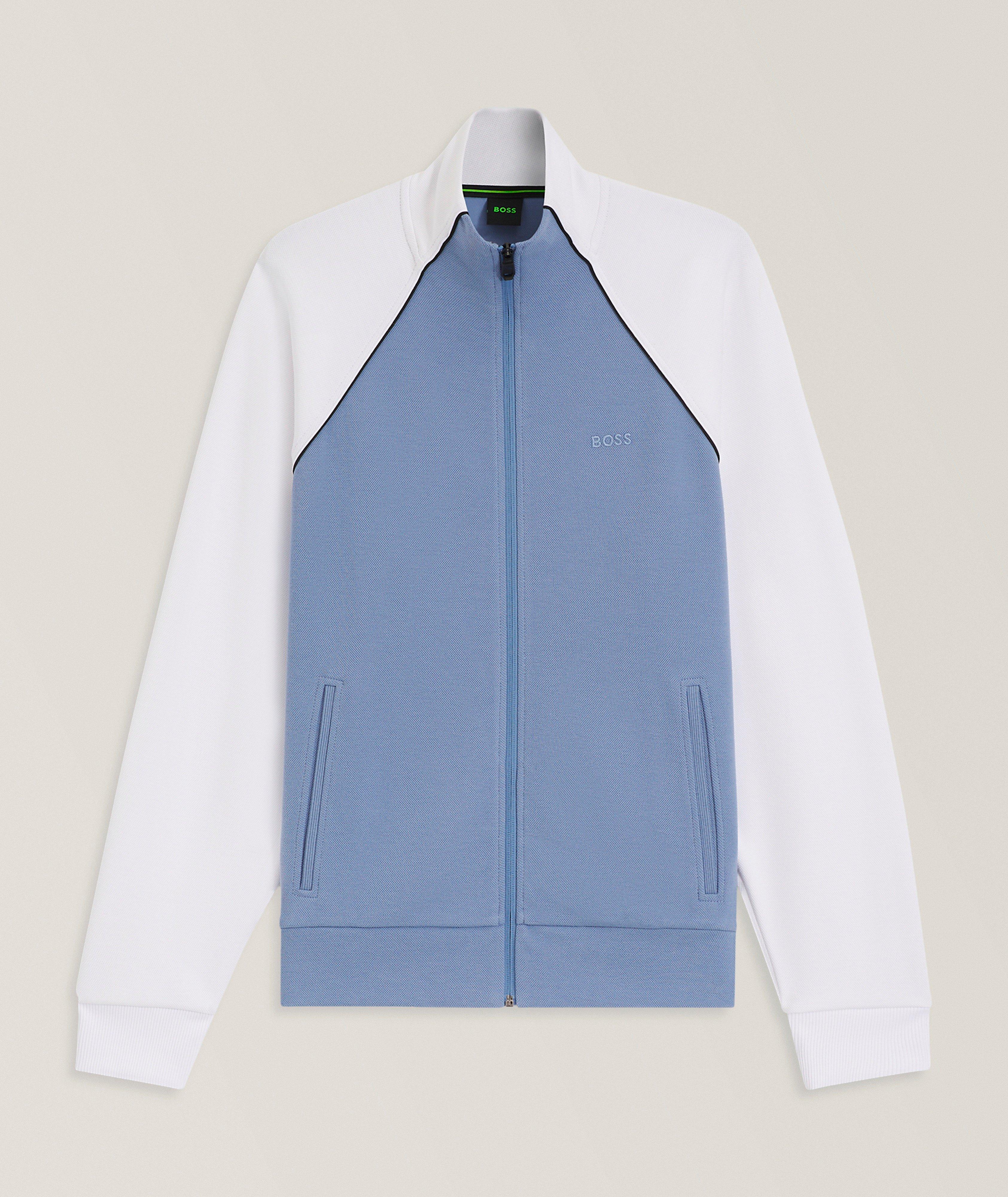 Contrast-Piping Full-Zipper Piqué Sweatshirt  image 0