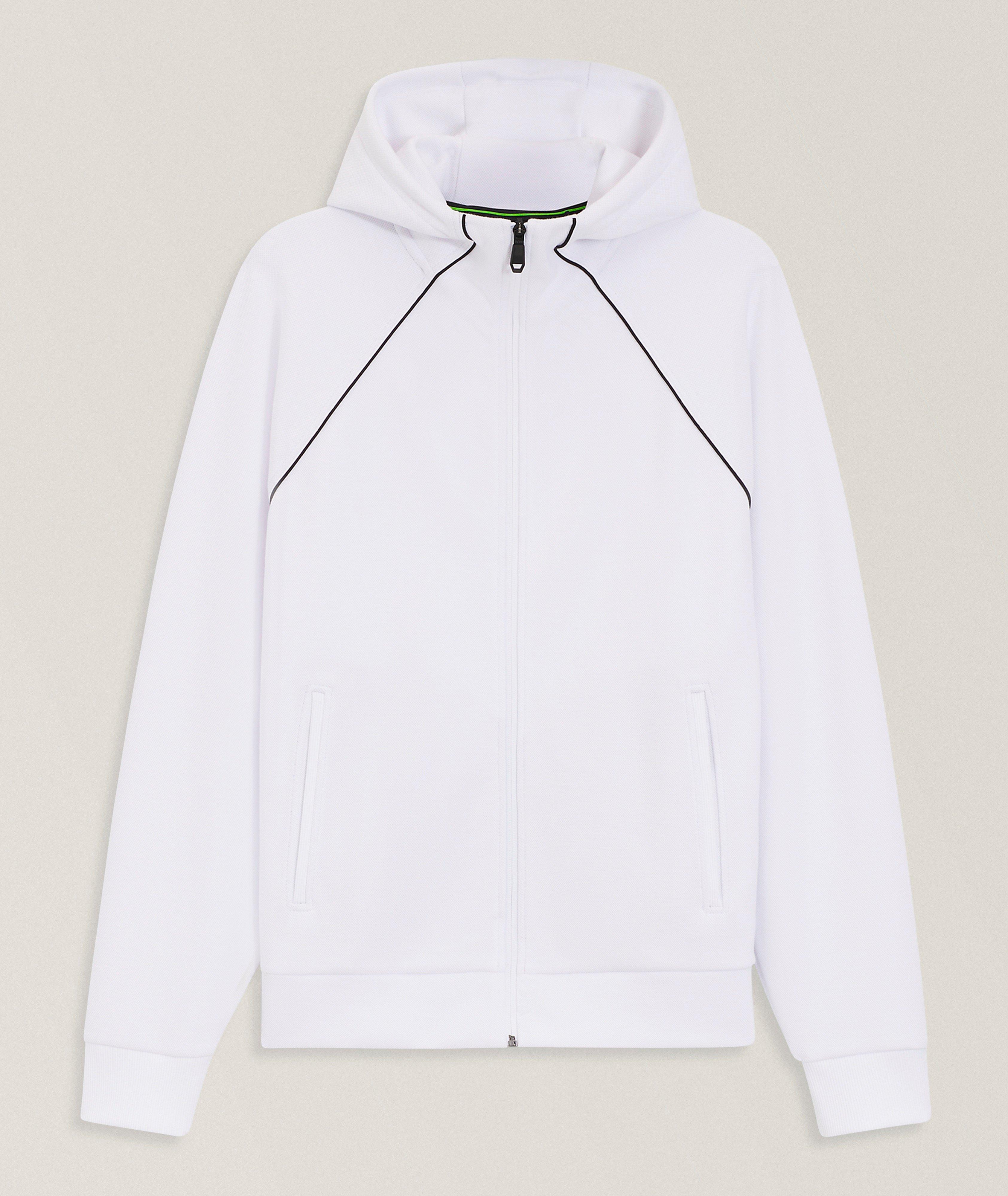 BOSS Sweatshirt à capuche coton-mélange zippé