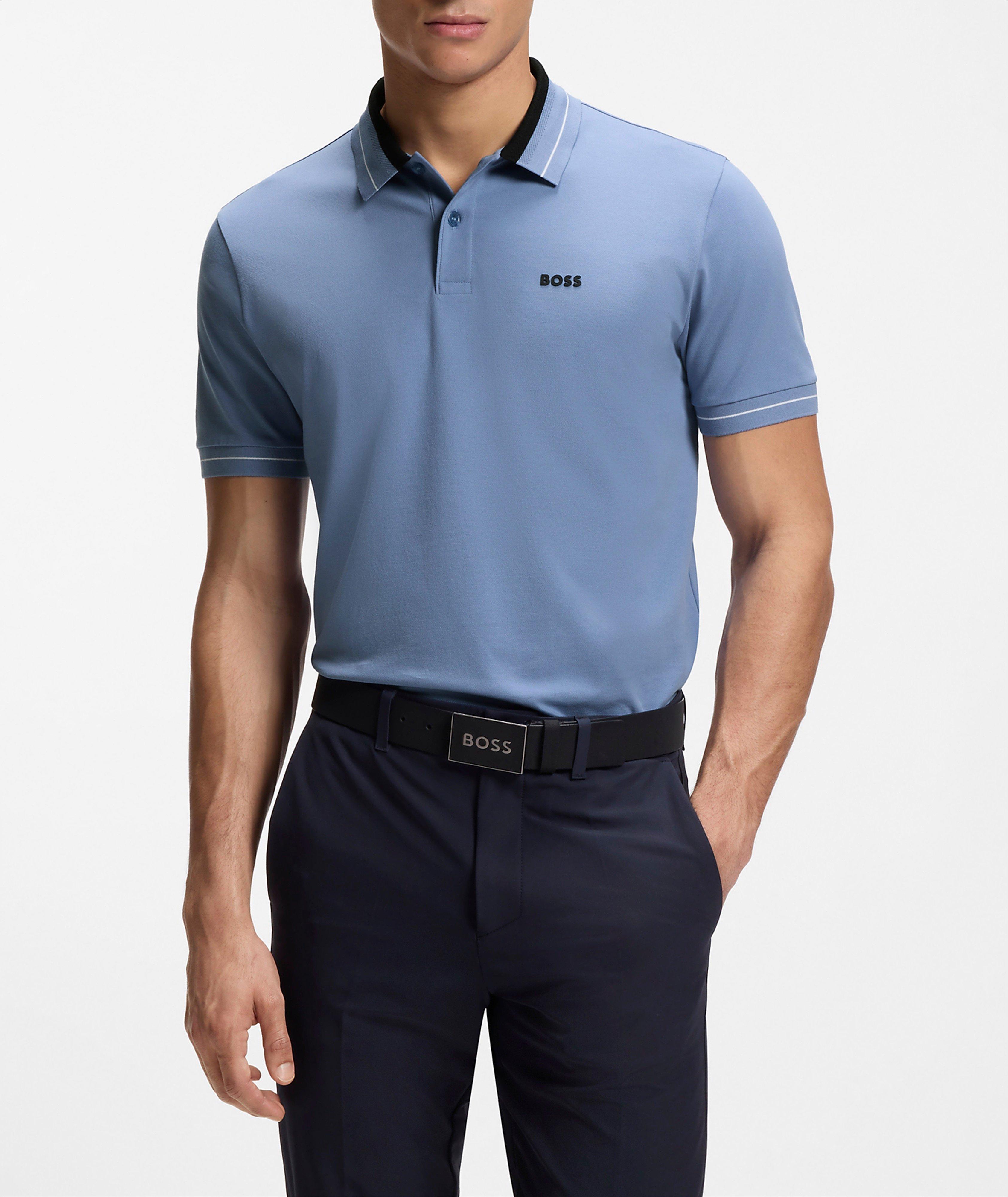 Striped-Trim Stretch-Cotton Polo image 1