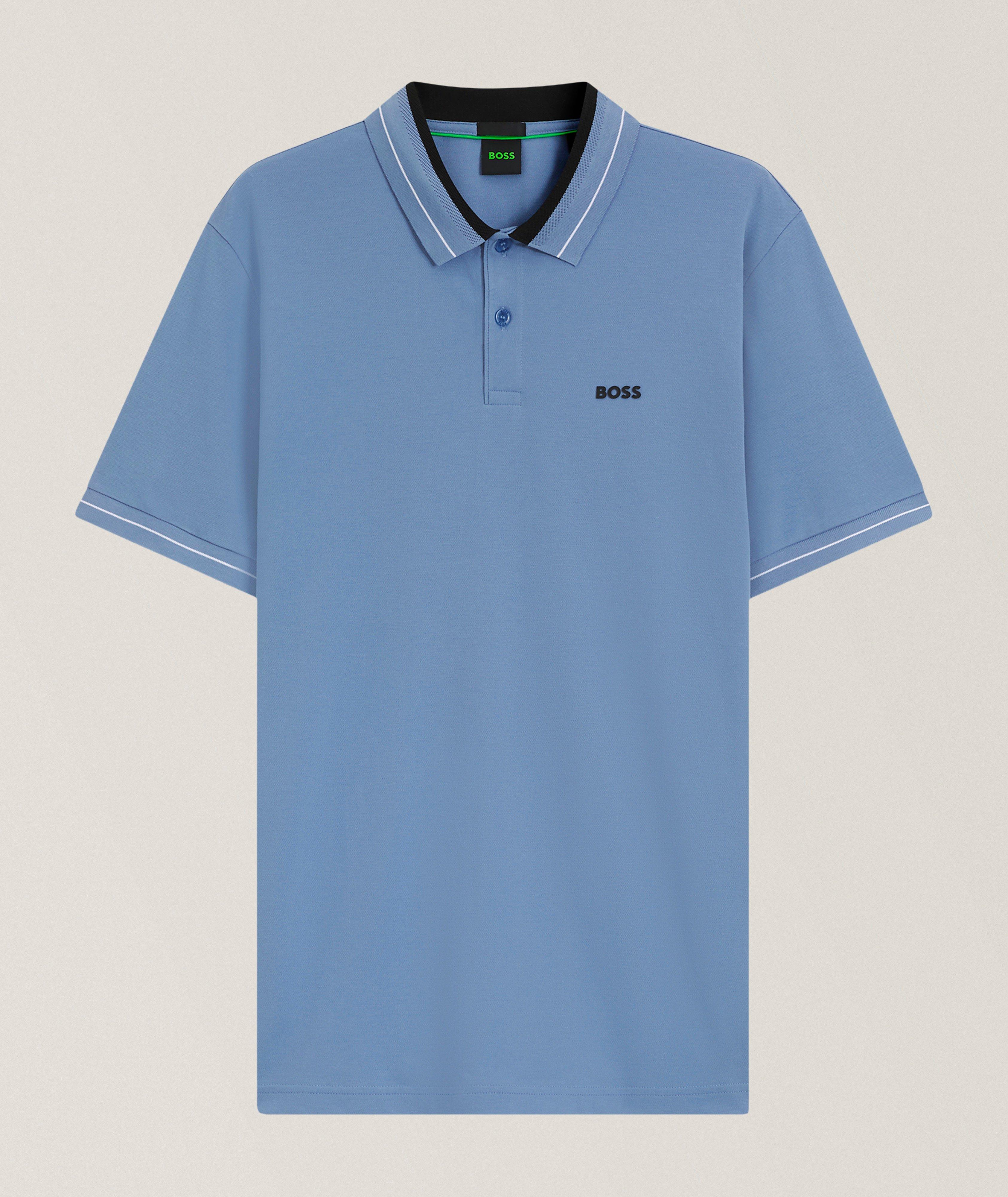 Striped-Trim Stretch-Cotton Polo image 0