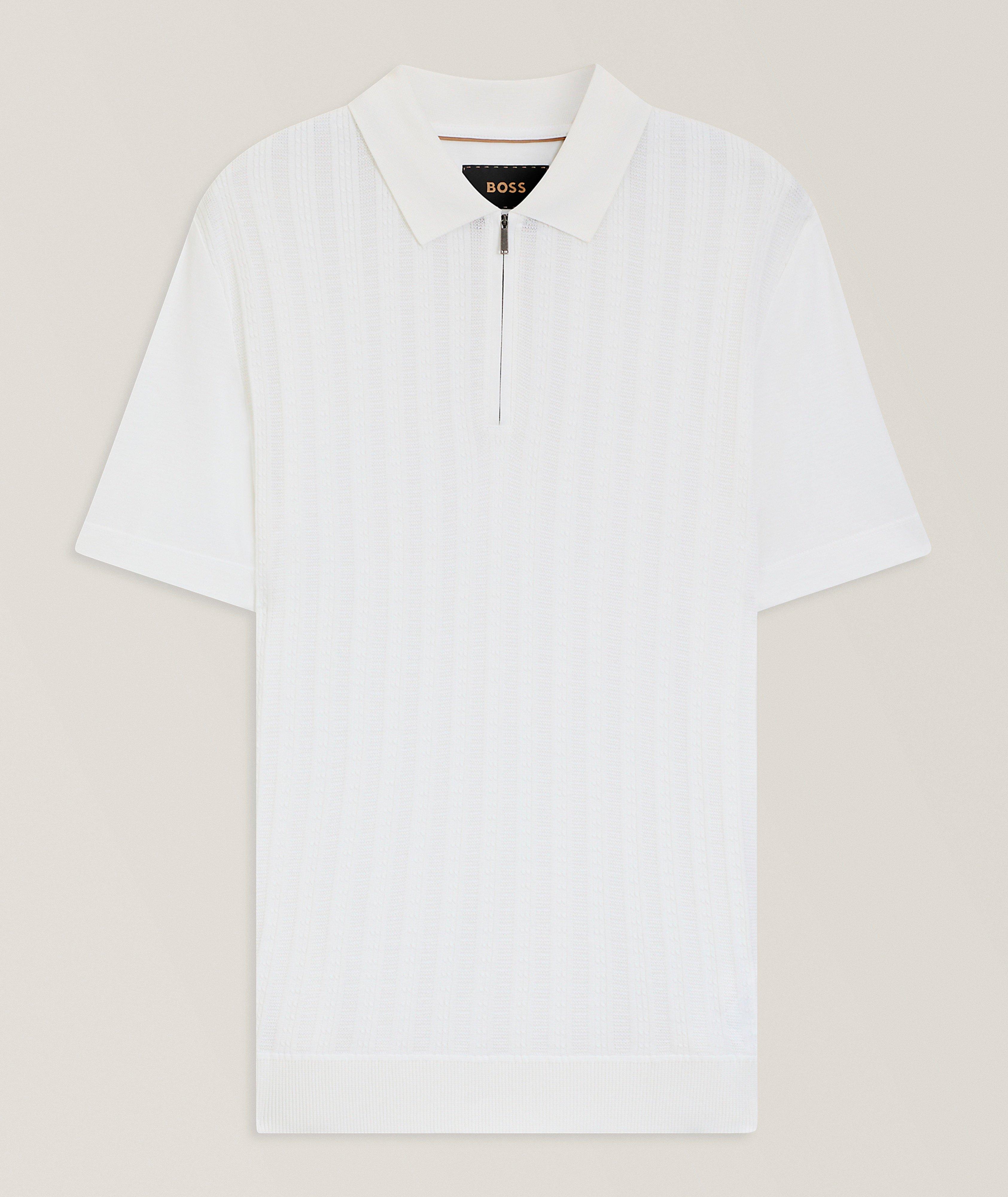 BOSS Polo quart-zippé coton-soie 