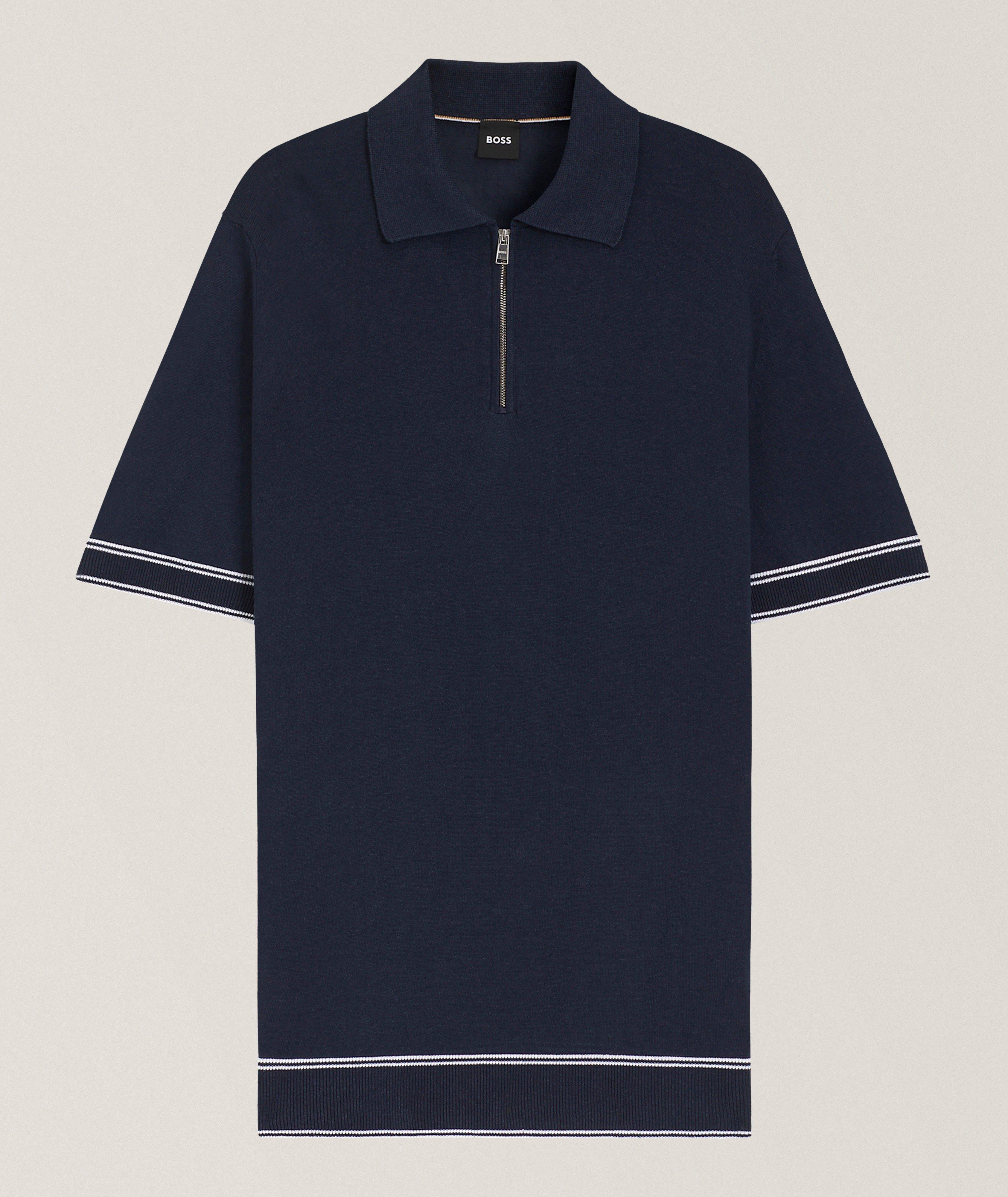 BOSS Norbertino Striped-Trim Linen-Cotton Polo