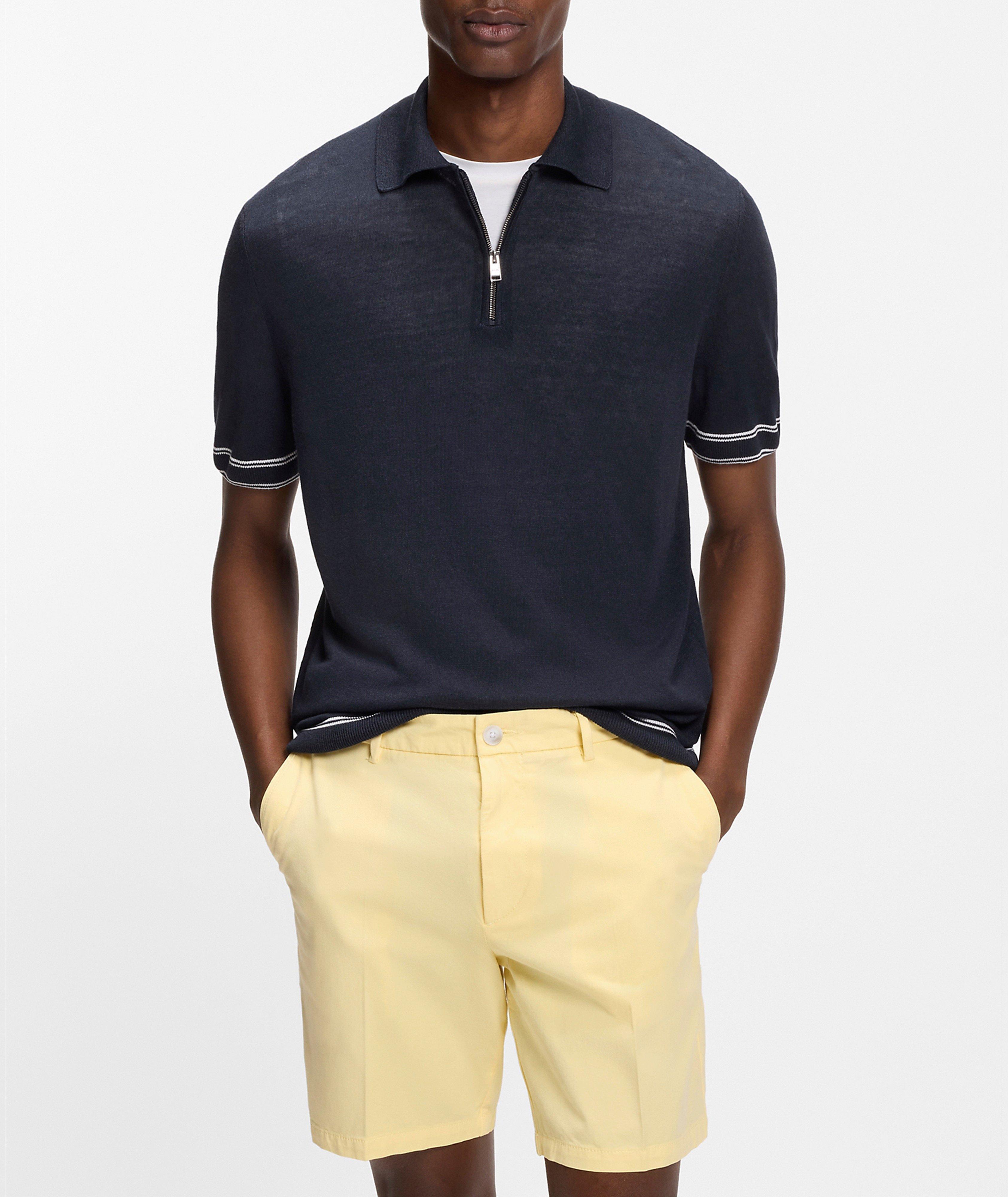 Norbertino Striped-Trim Linen-Cotton Polo image 1
