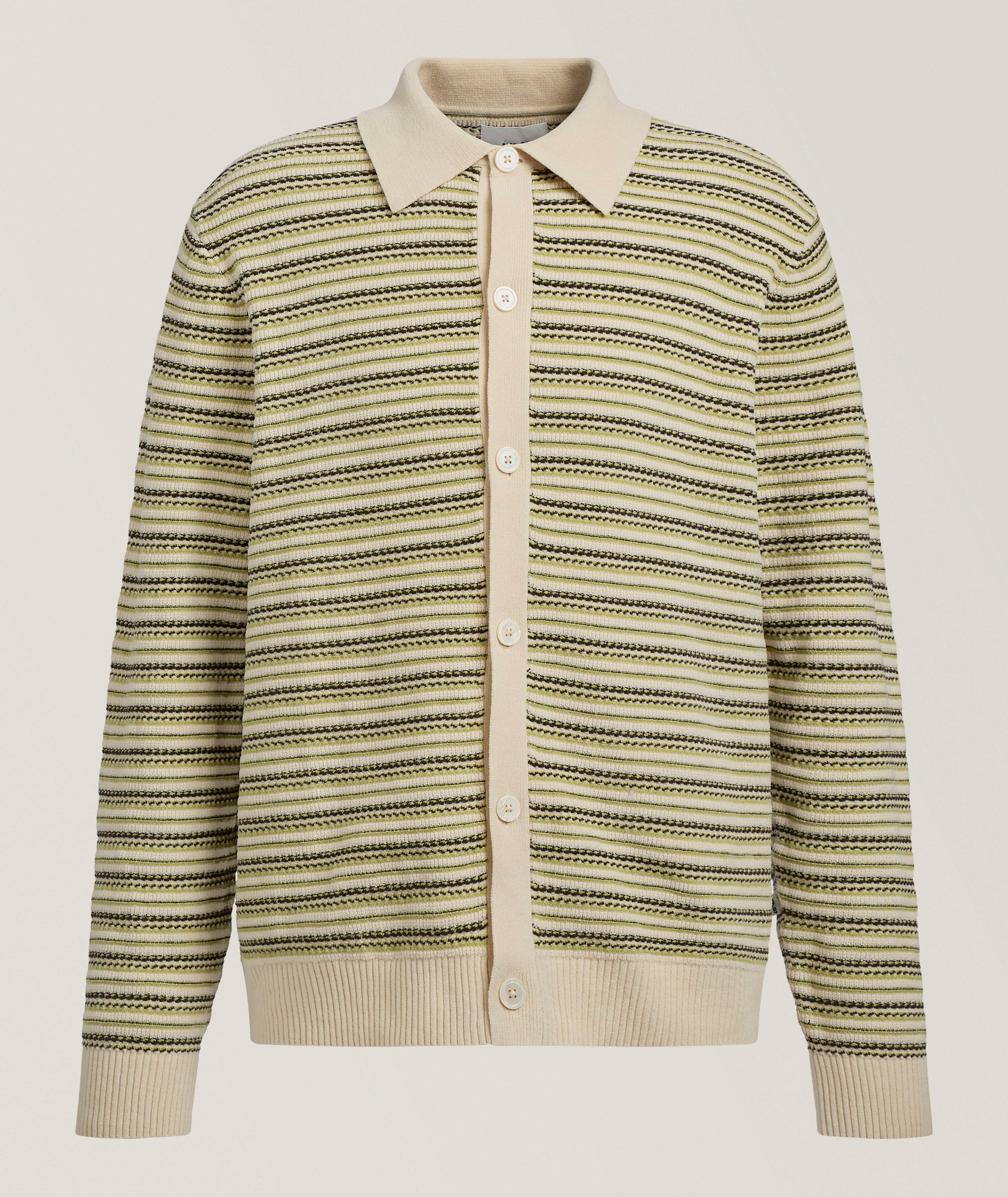 Jackie Striped Chenille Polo Cardigan image 0