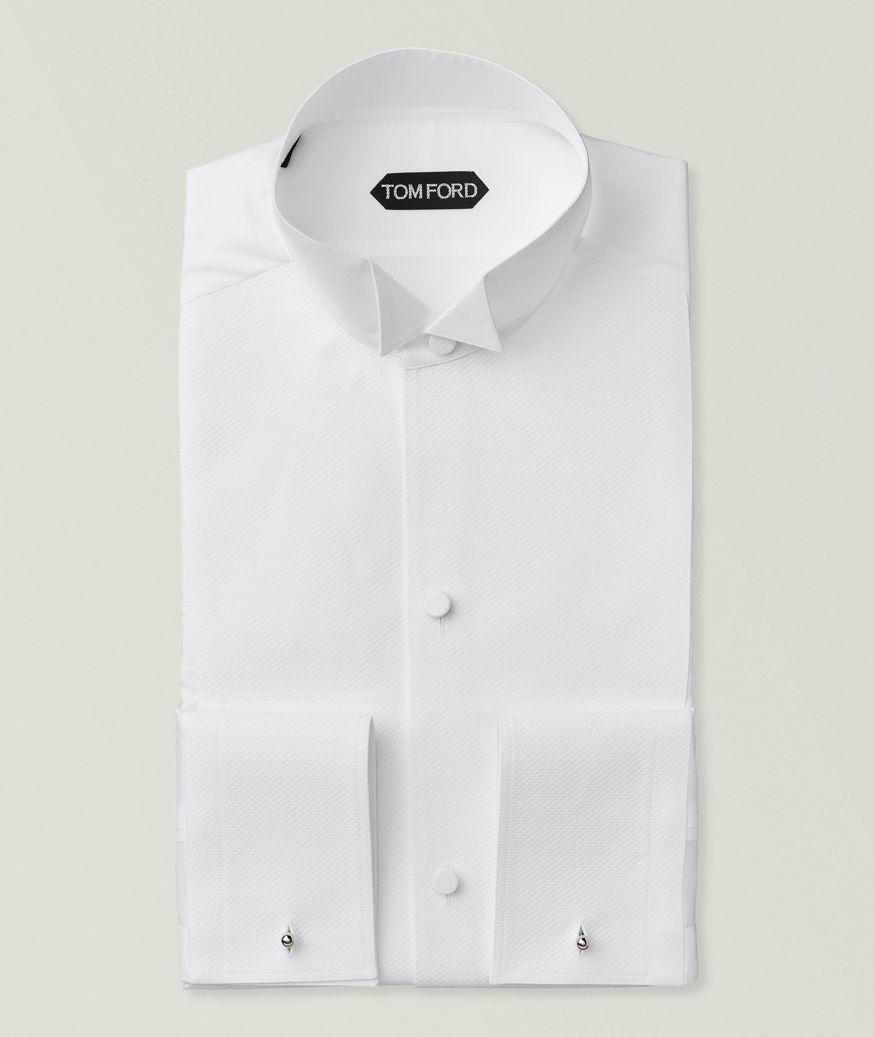 OPTICAL WHITE COCKTAIL VOILE EVENING SLIM FIT SHIRT image 0