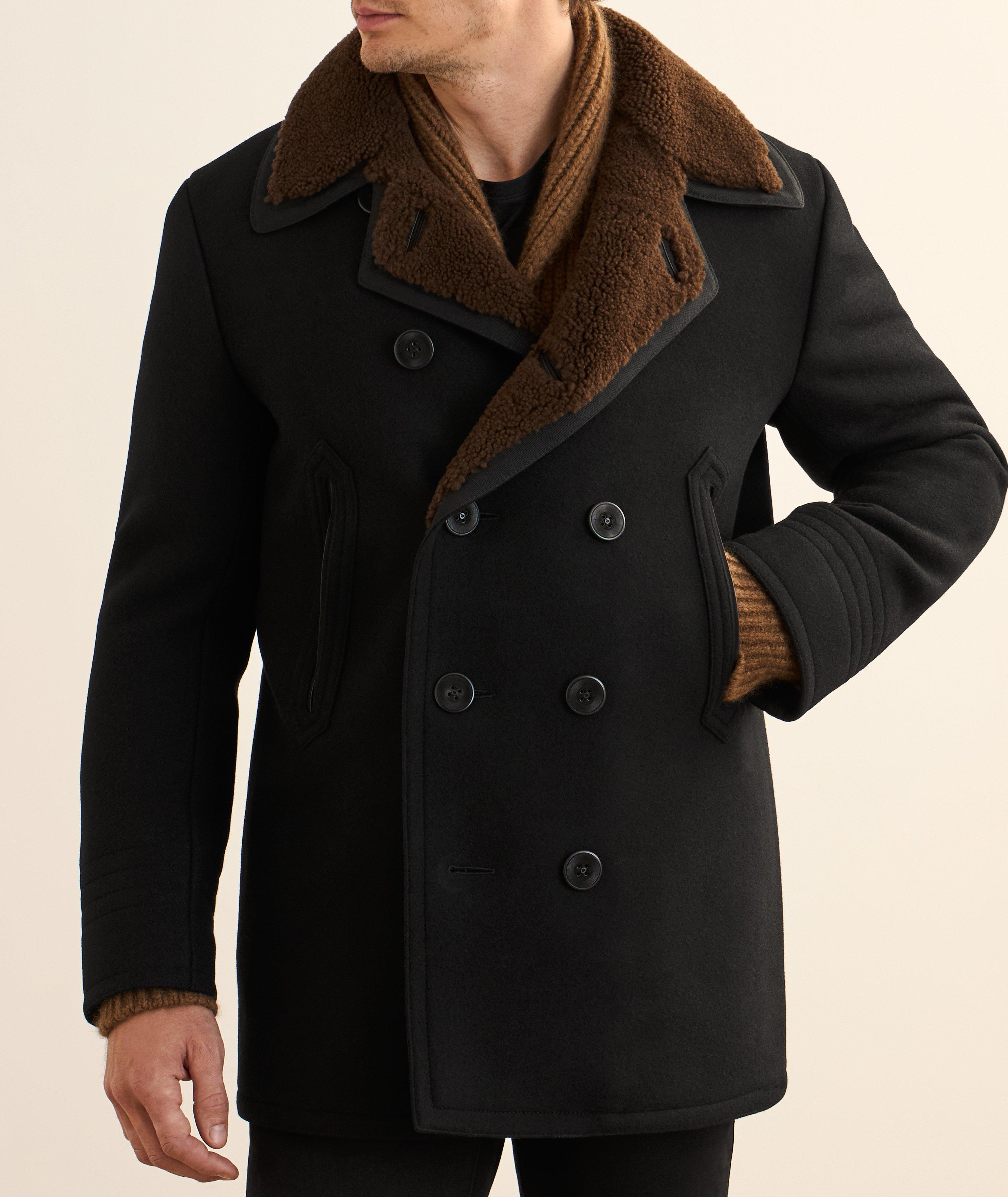 Caban en laine Melton avec shearling image 1