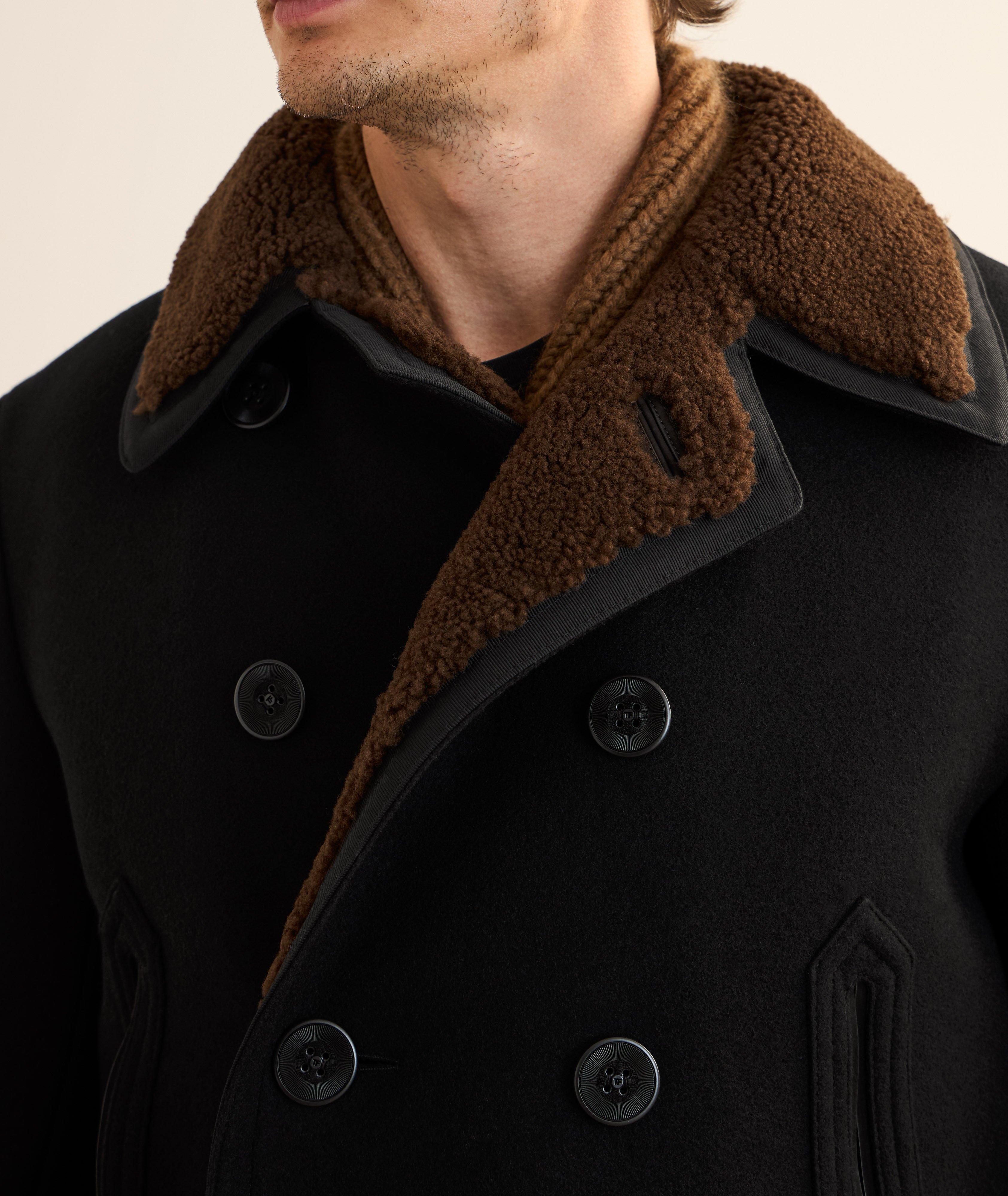 Caban en laine Melton avec shearling image 3