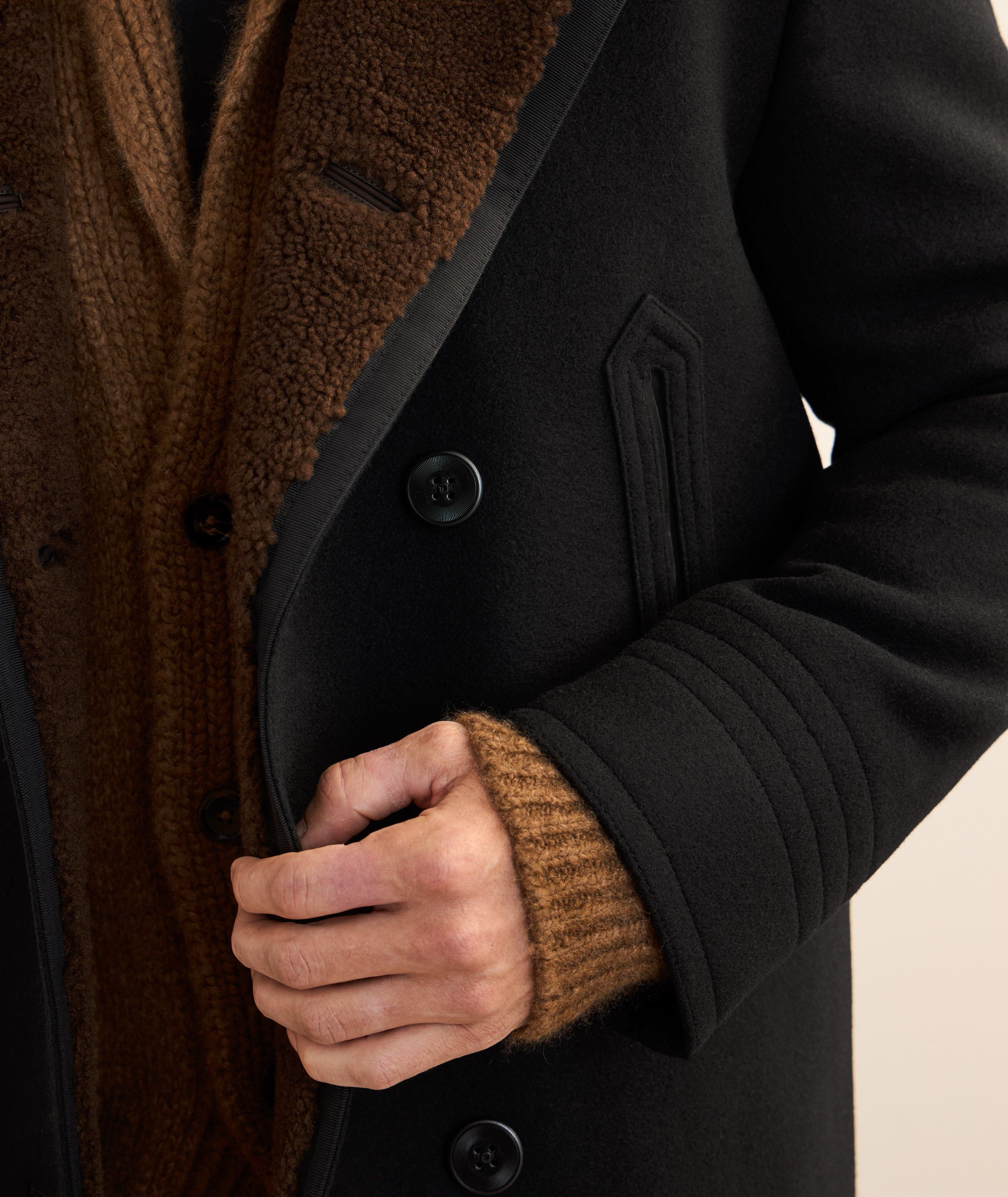 Caban en laine Melton avec shearling image 4