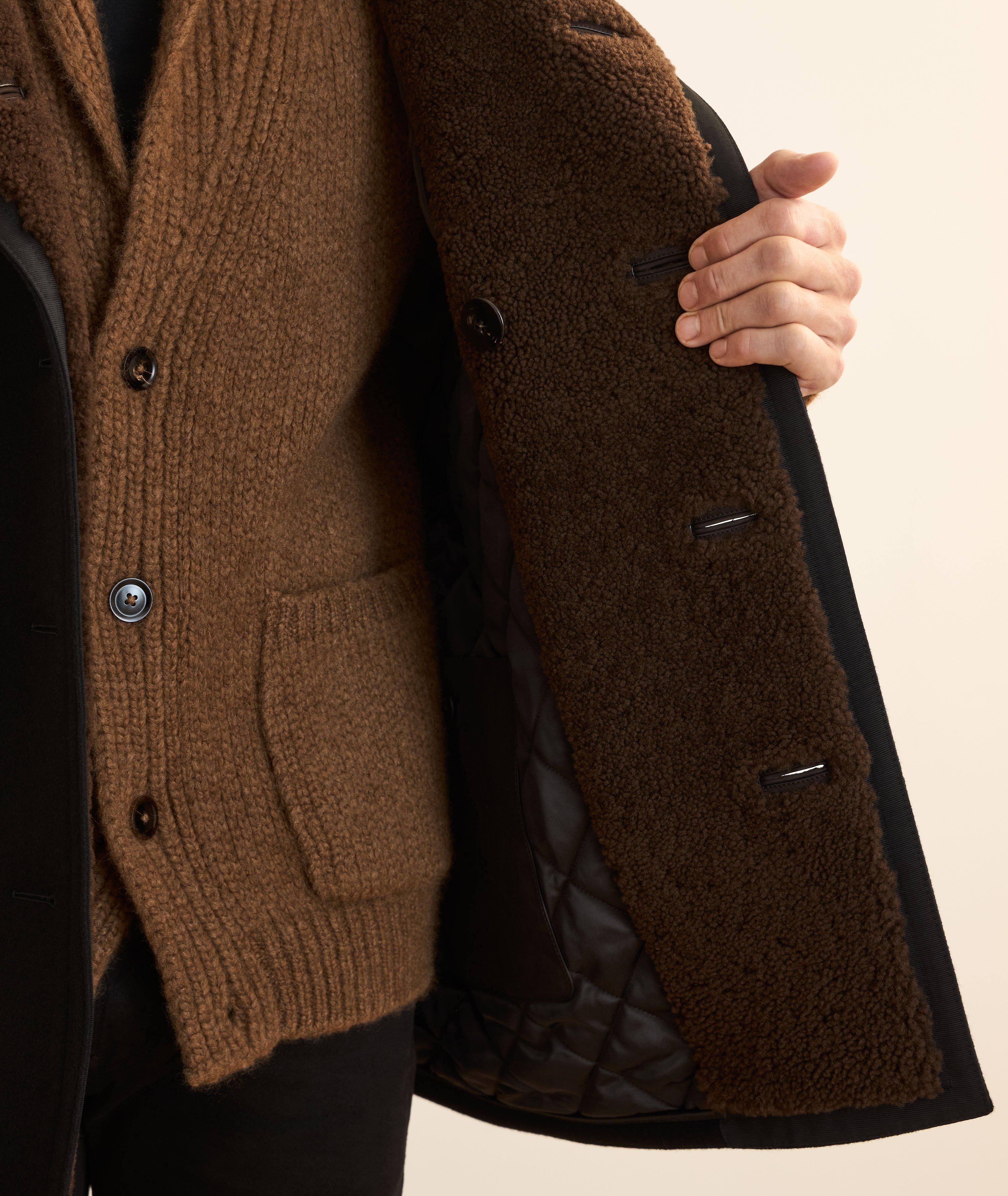 Caban en laine Melton avec shearling image 6
