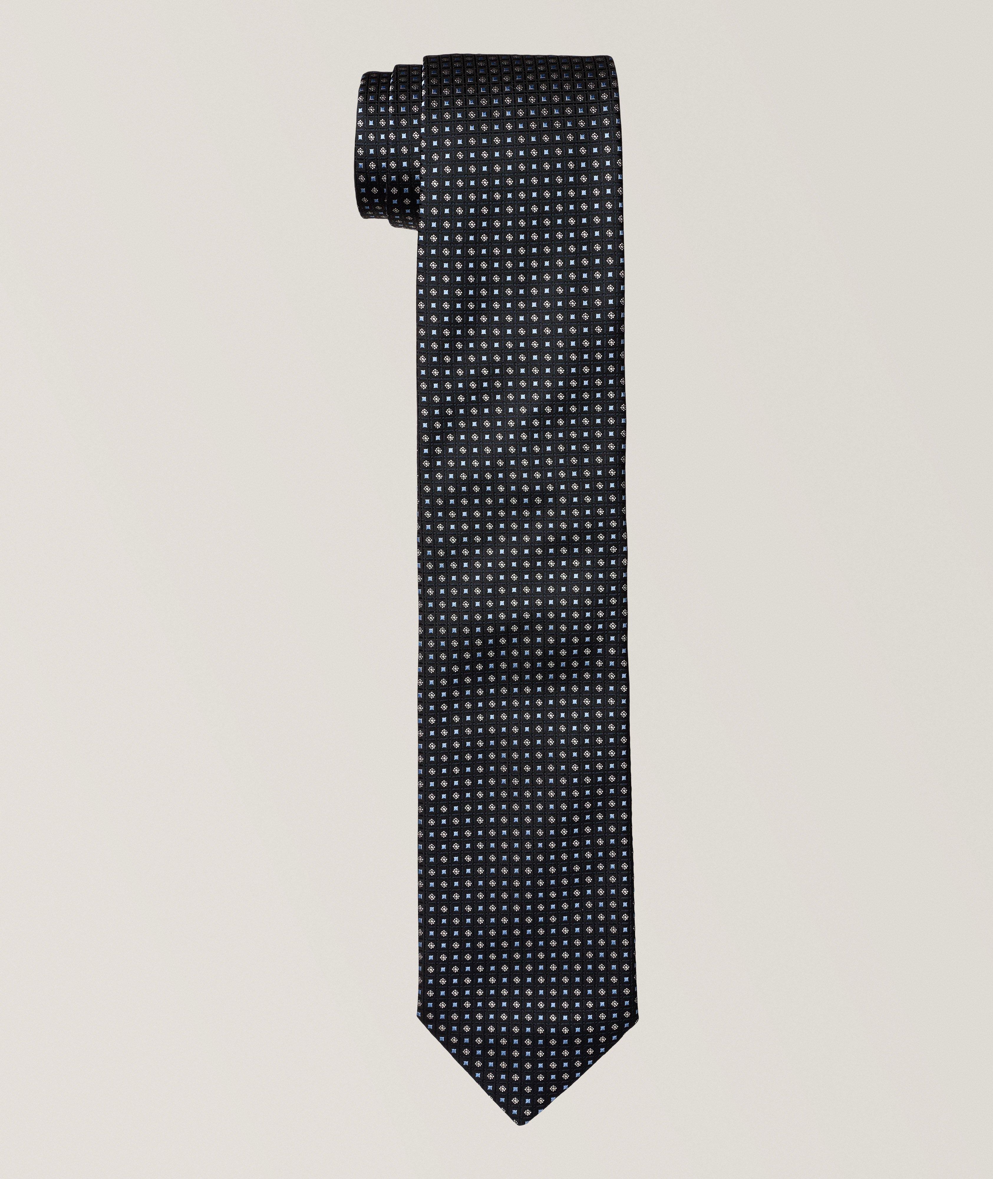 Micro-Geometric Woven Silk Tie image 0