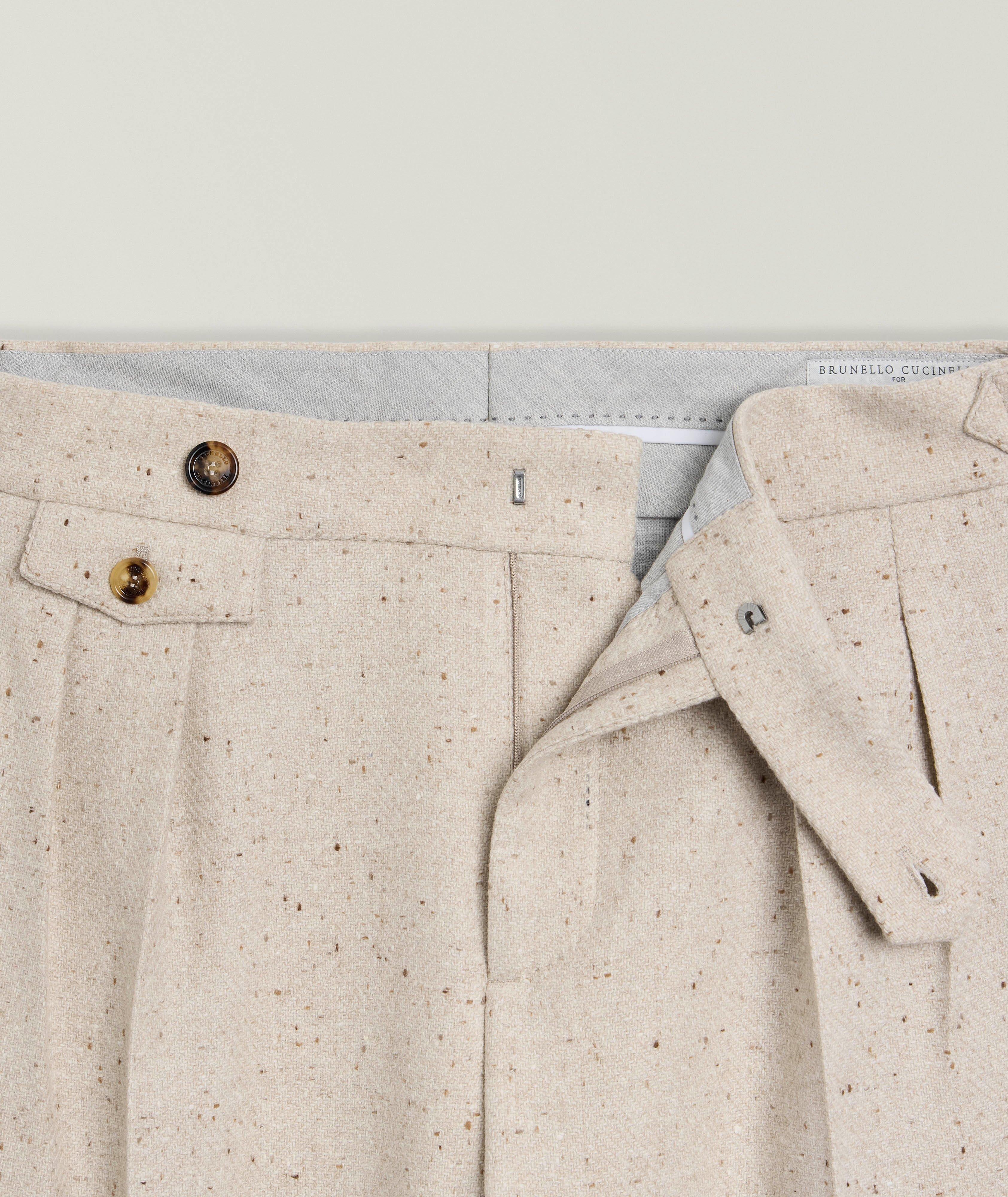 Pantalon de costume plissé en laine et cachemire mélangés image 1
