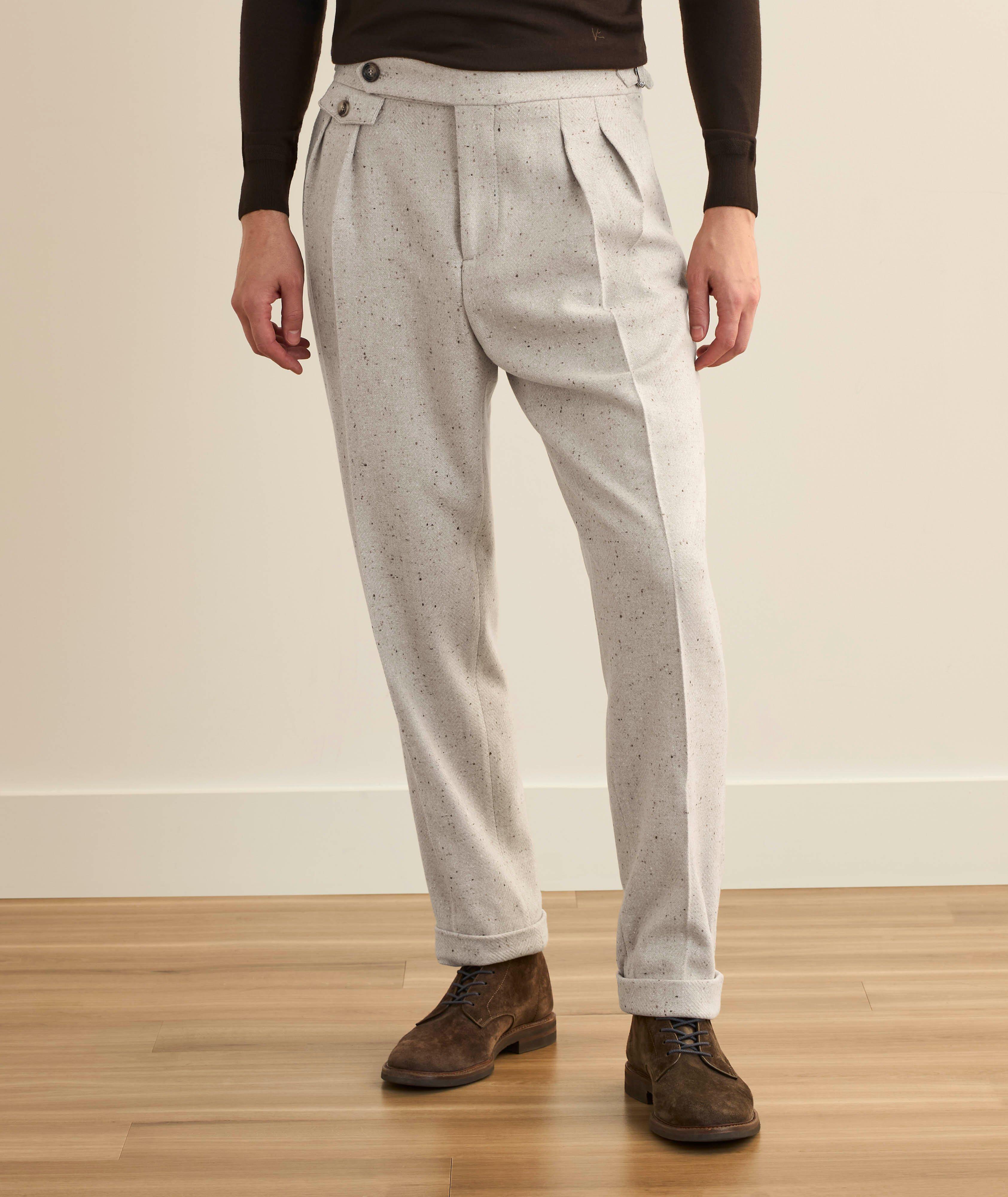 Mélange Pleated Wool-Blend Suit Pants image 1