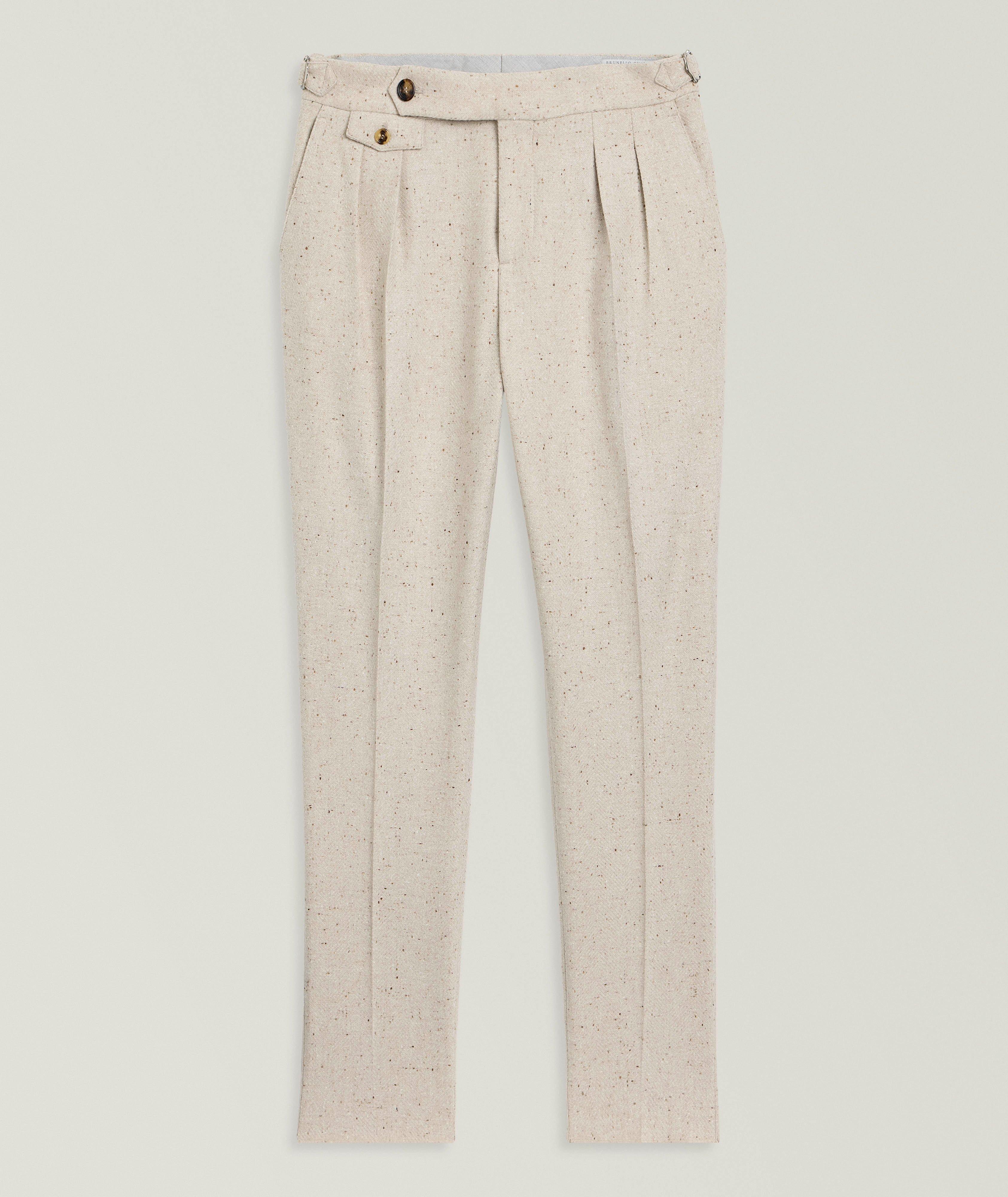 Pantalon de costume plissé en laine et cachemire mélangés image 0