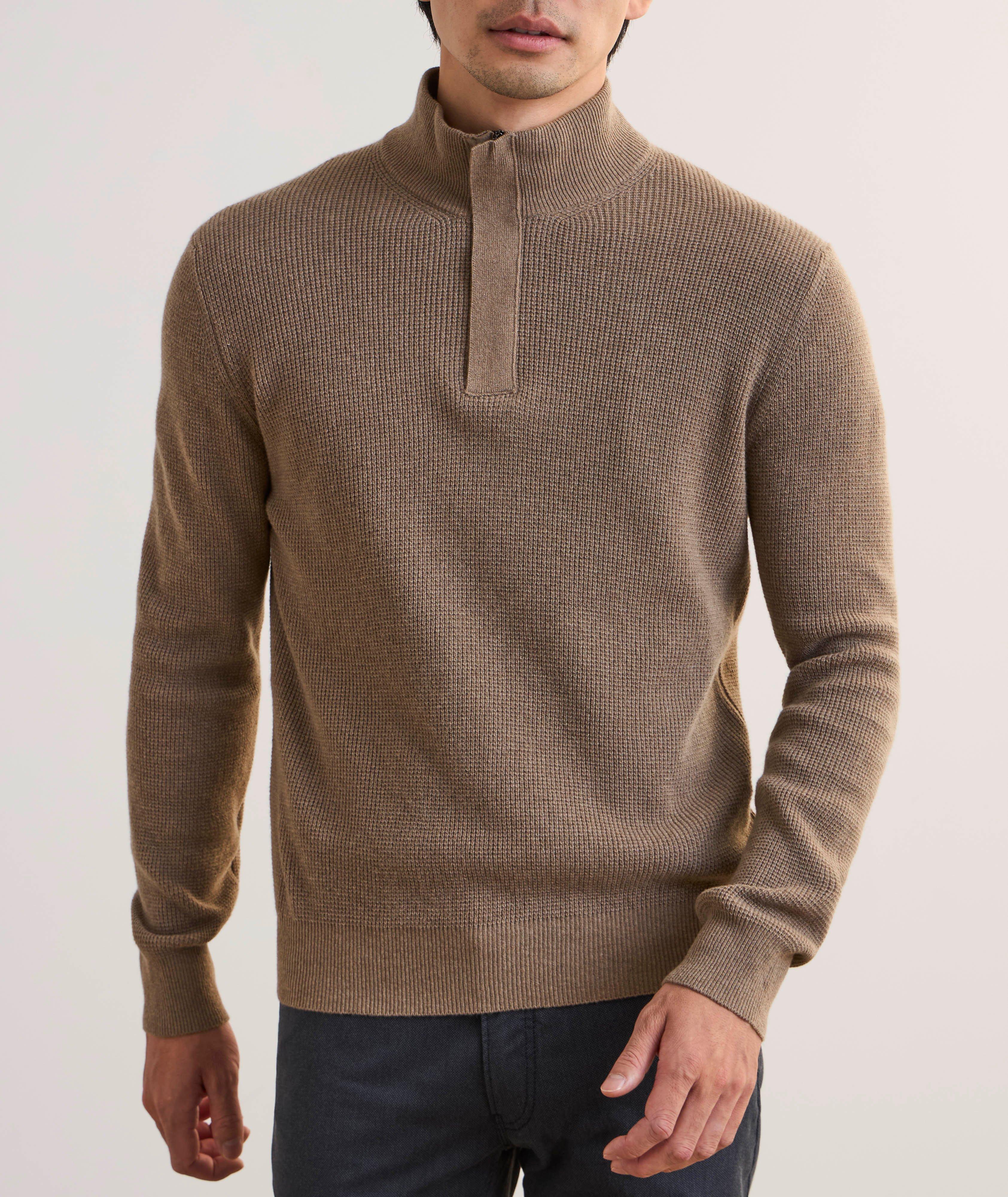 Pull en tricot gaufré à demi-glissière image 1