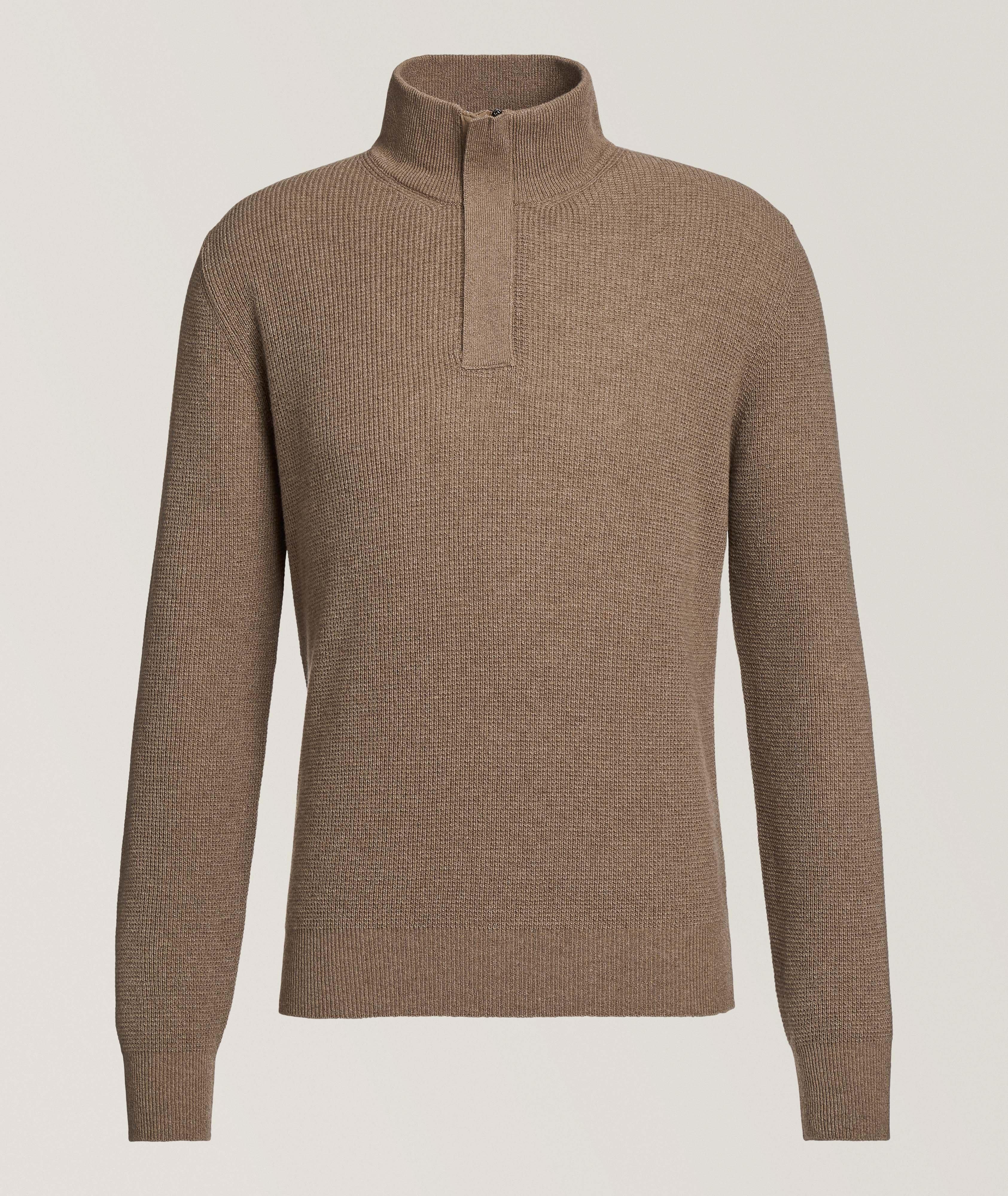 Pull en tricot gaufré à demi-glissière image 0