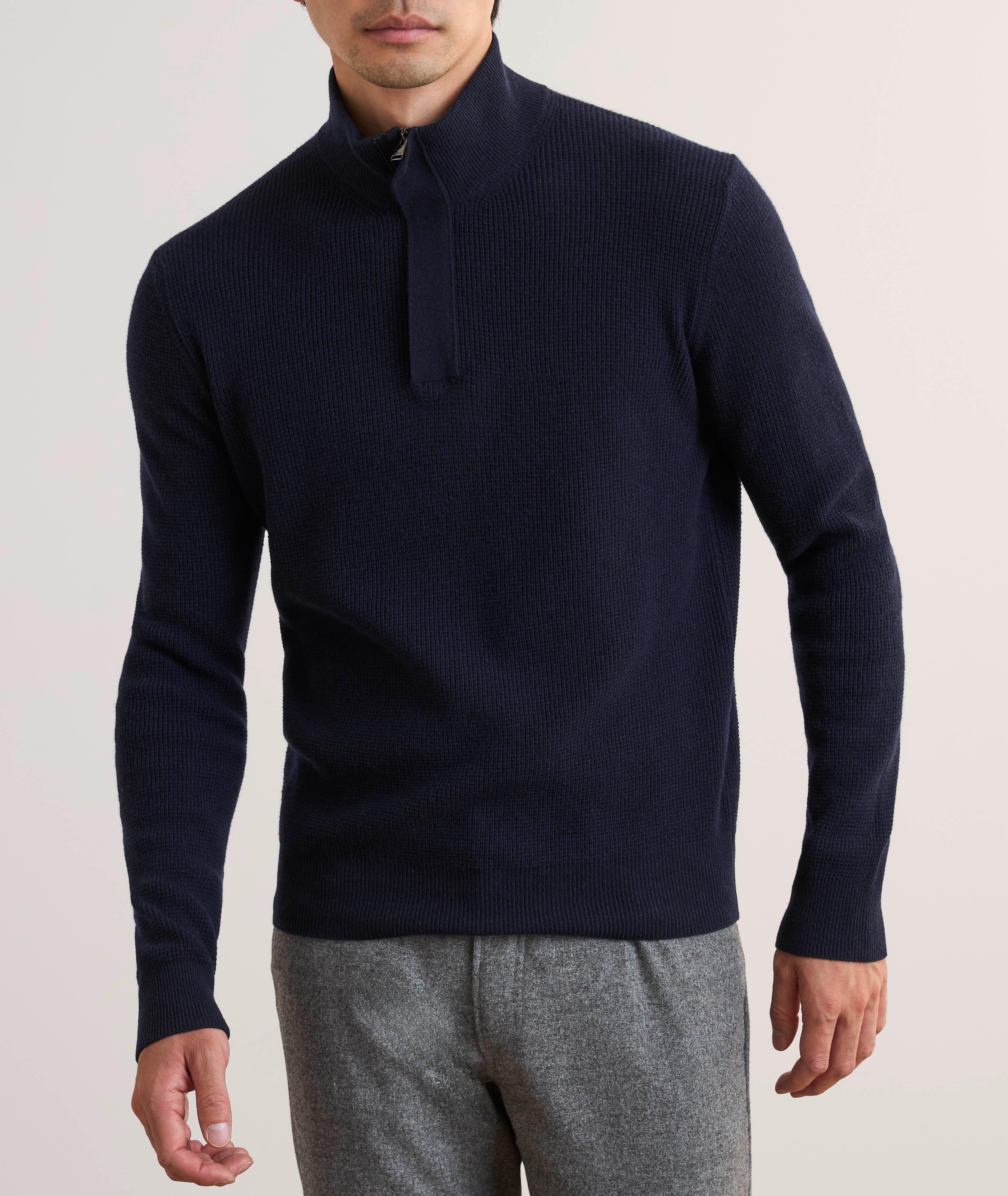 Pull en tricot gaufré à demi-glissière image 1