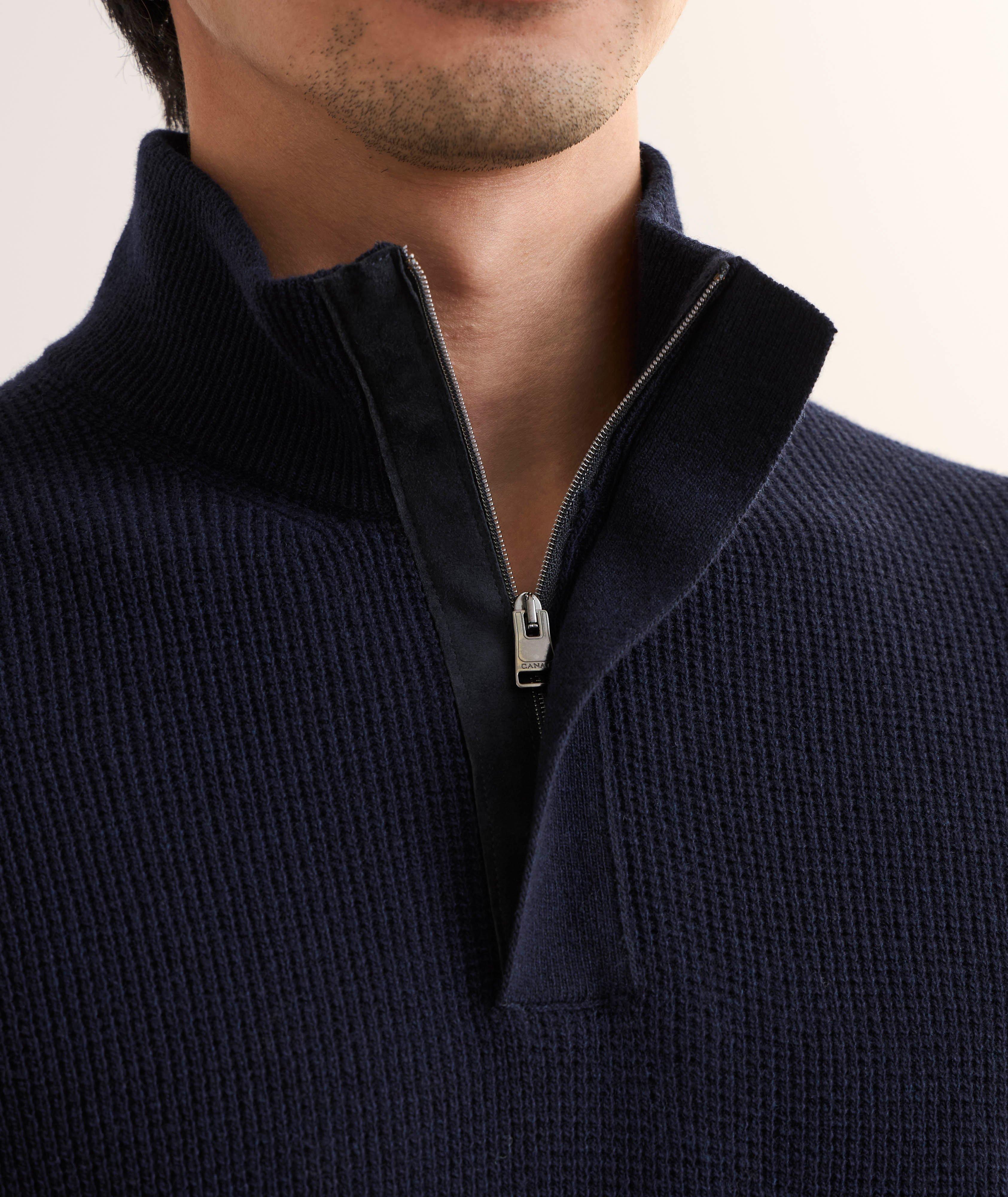 Pull en tricot gaufré à demi-glissière image 3
