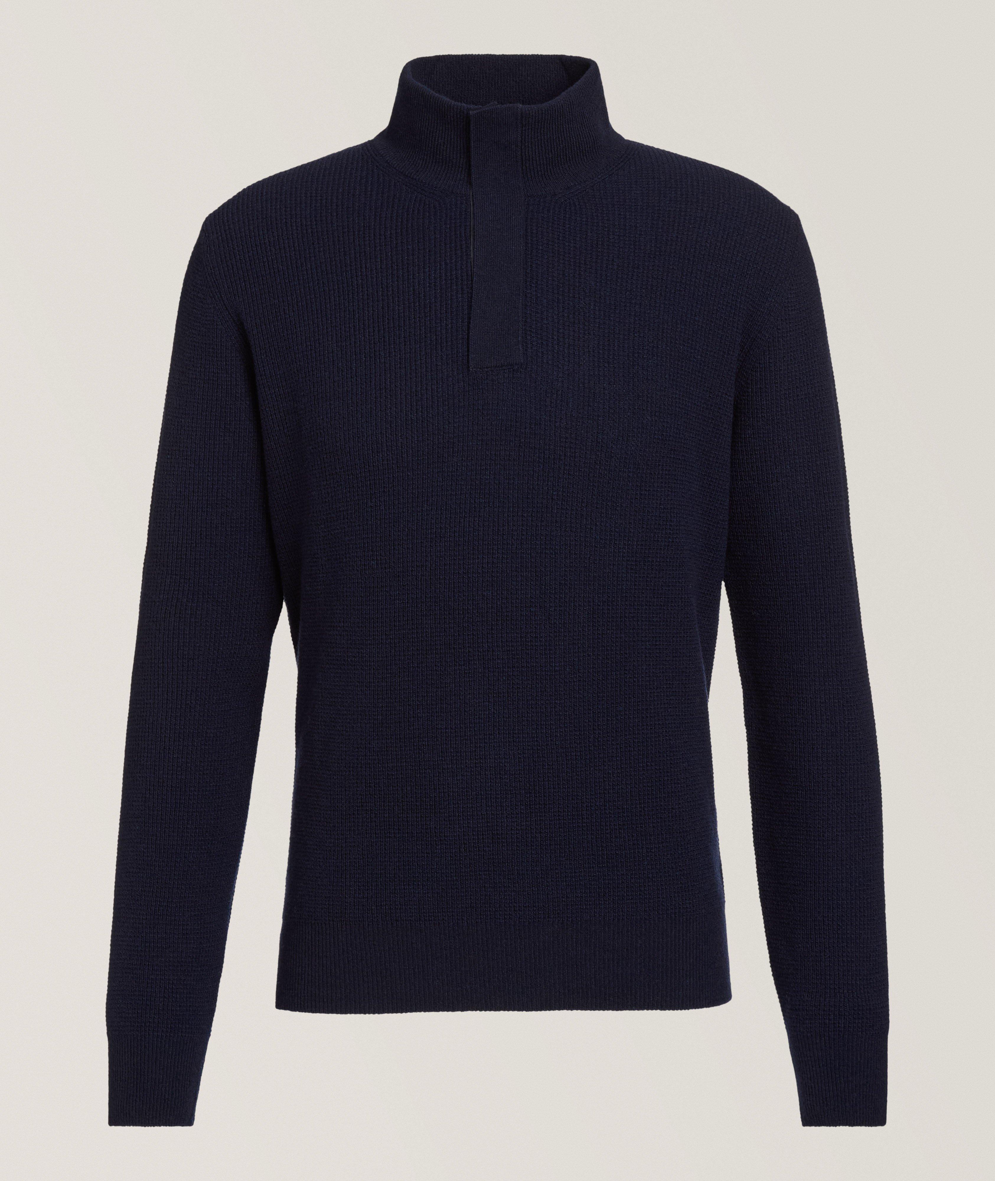 Pull en tricot gaufré à demi-glissière image 0