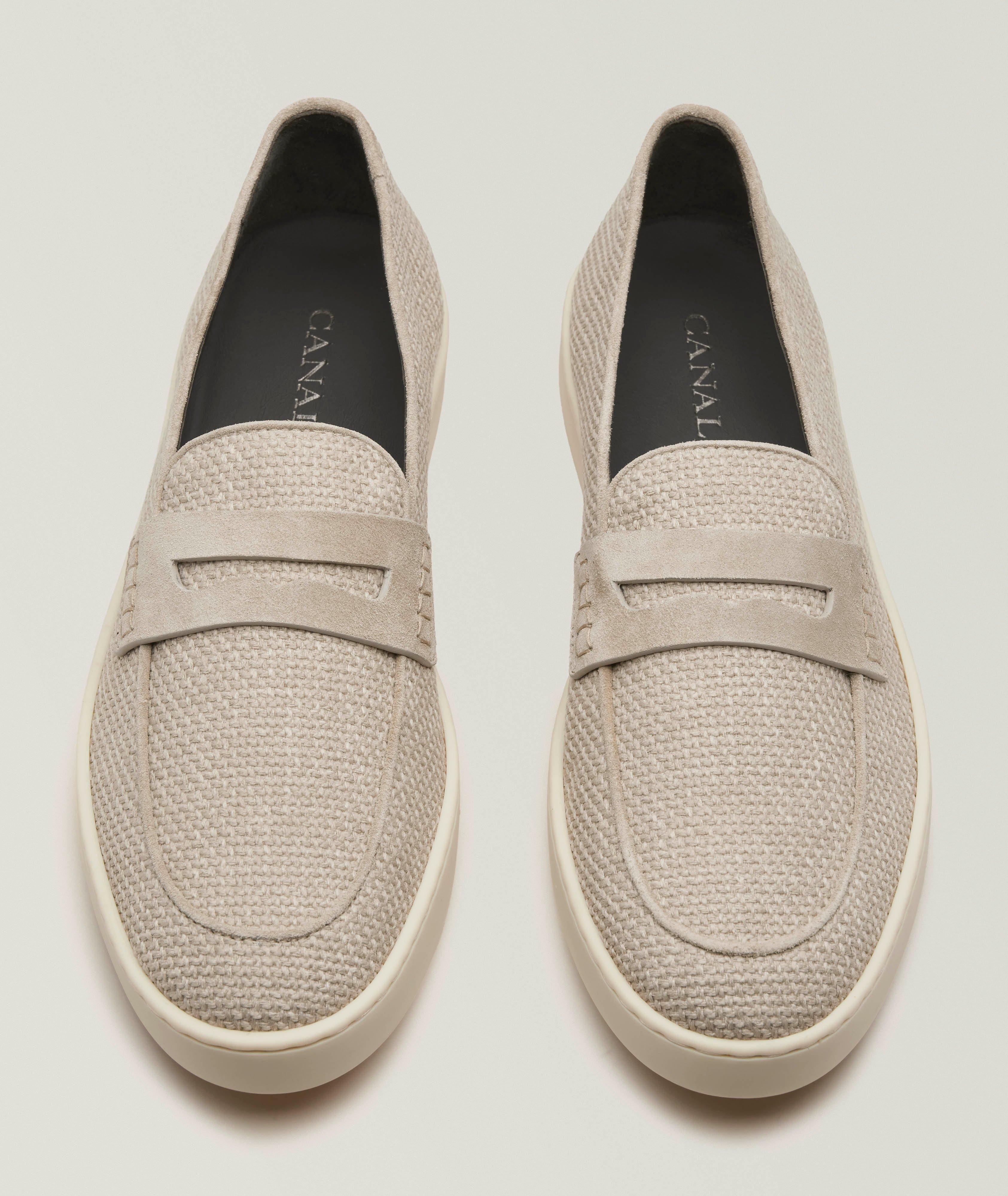 Textured Canvas Penny Loafers image 1