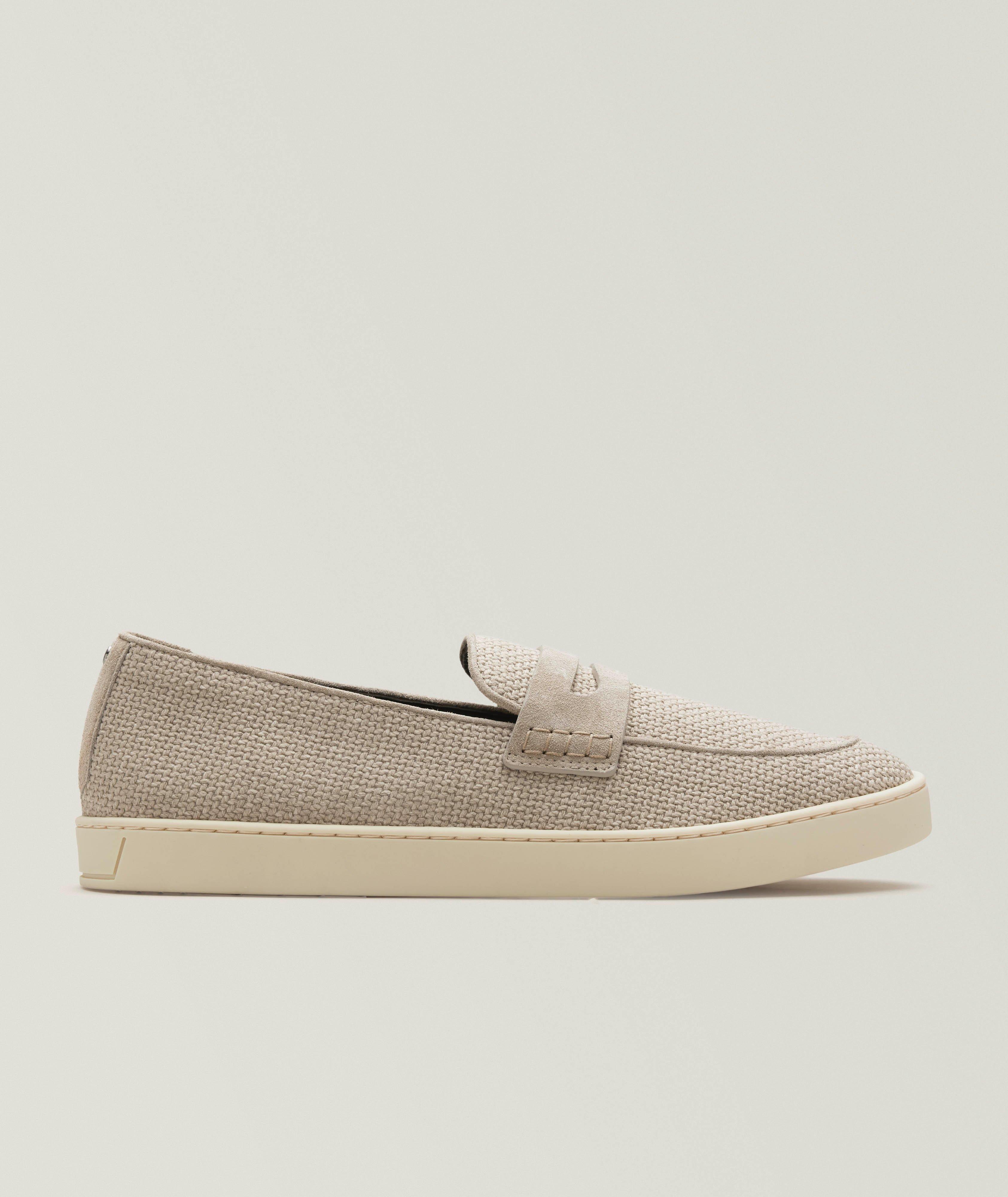 Textured Canvas Penny Loafers image 0