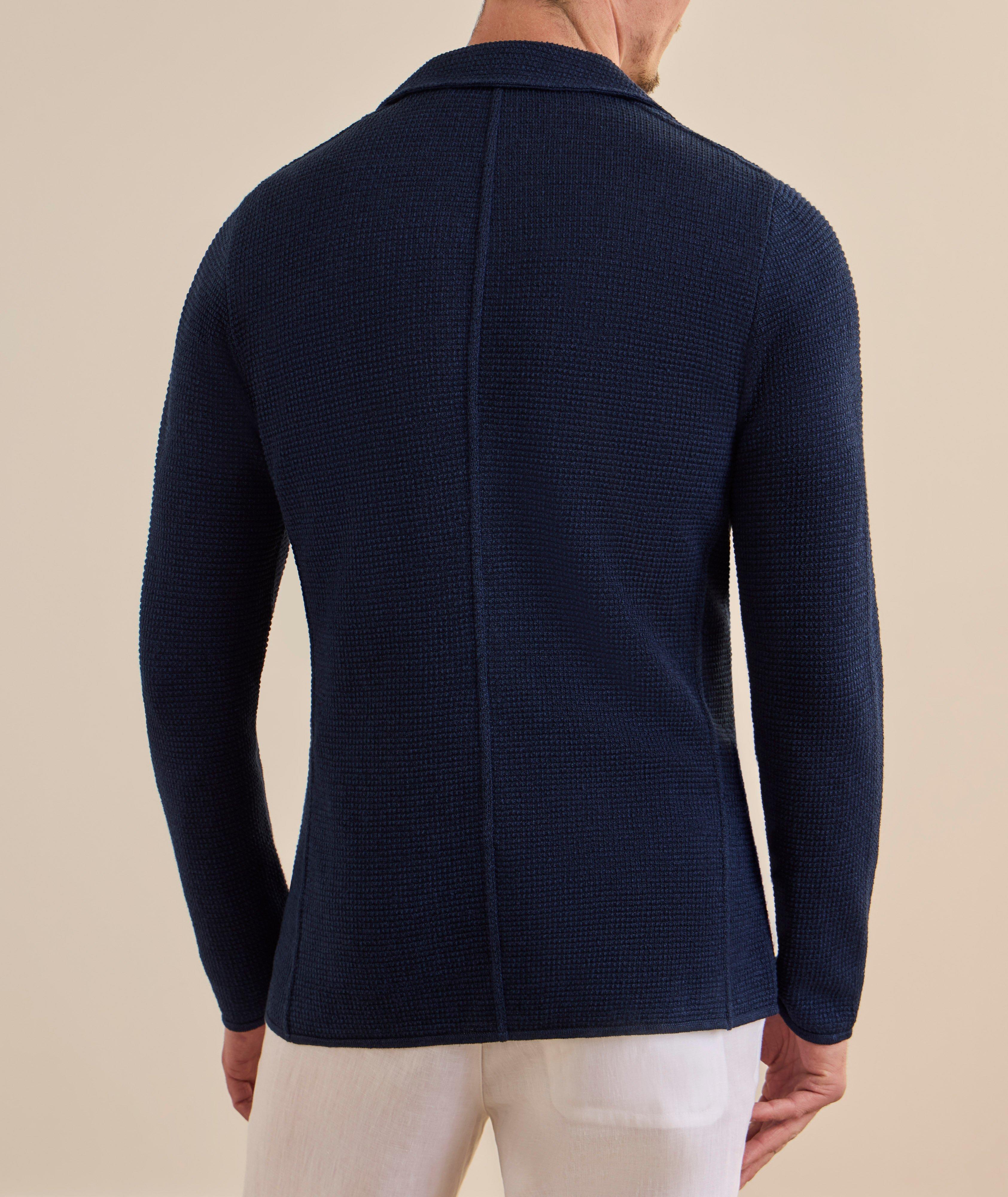 Textured Linen-Cotton Knit Sport Jacket image 2