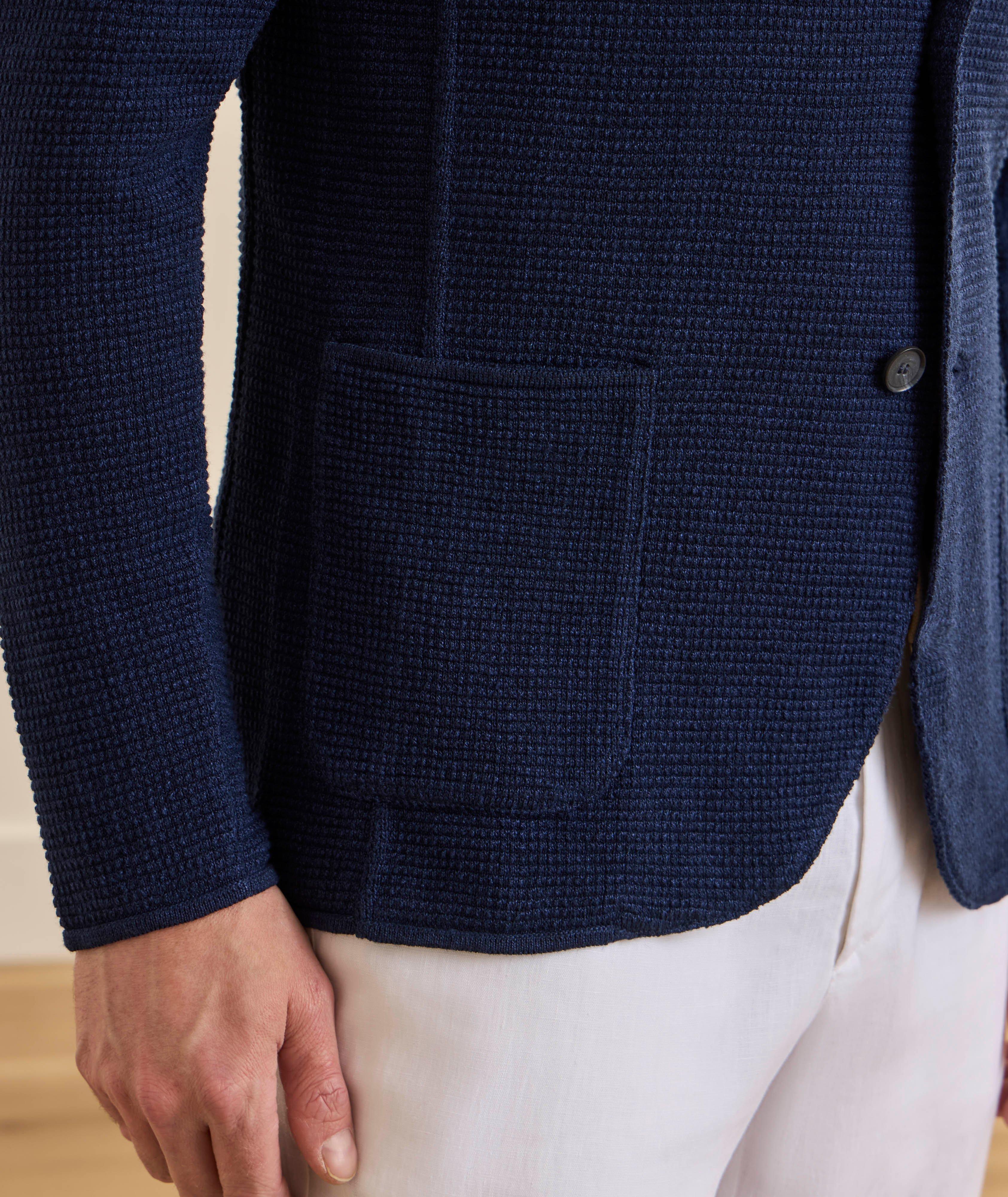 Textured Linen-Cotton Knit Sport Jacket image 3