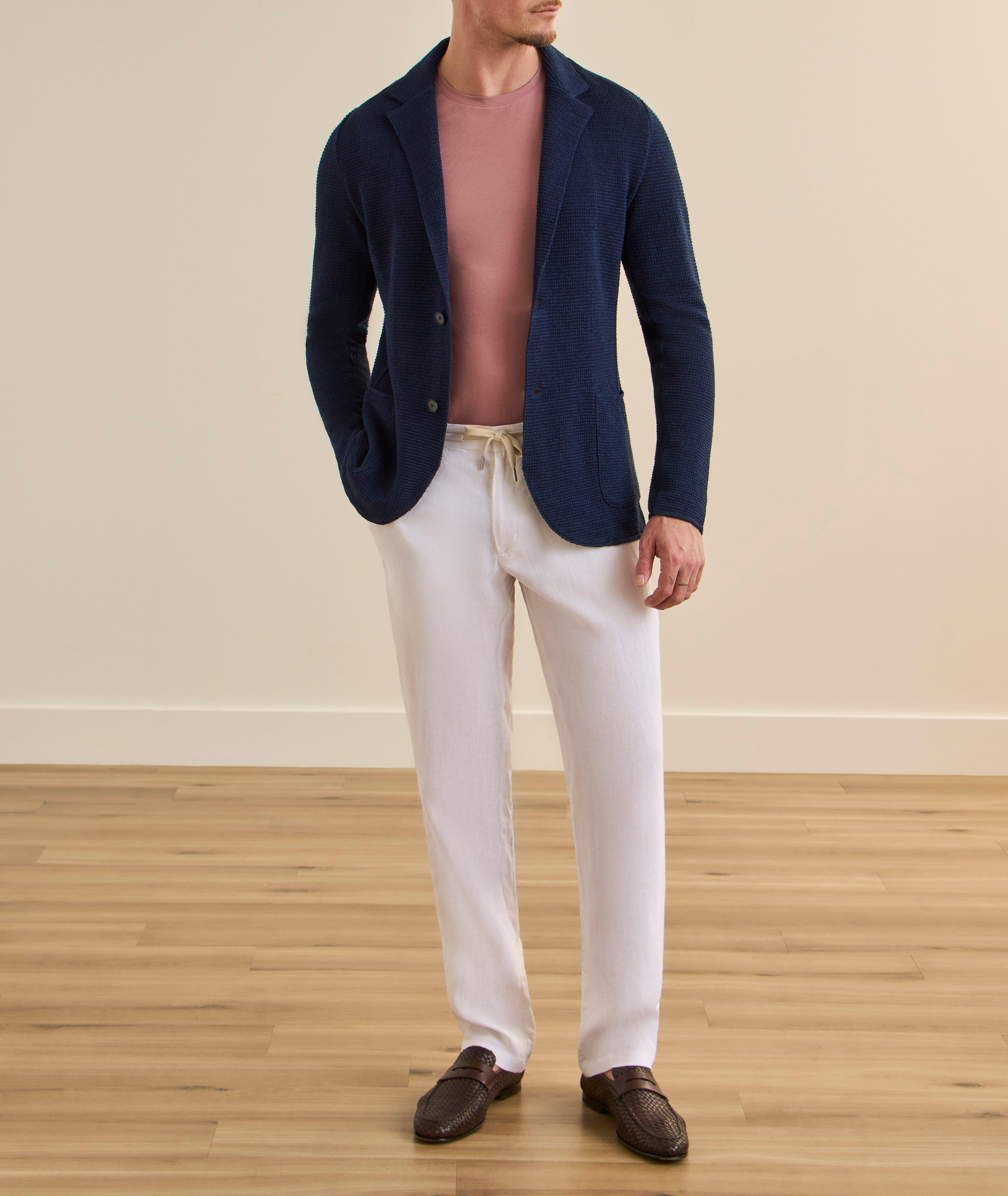 Textured Linen-Cotton Knit Sport Jacket image 4