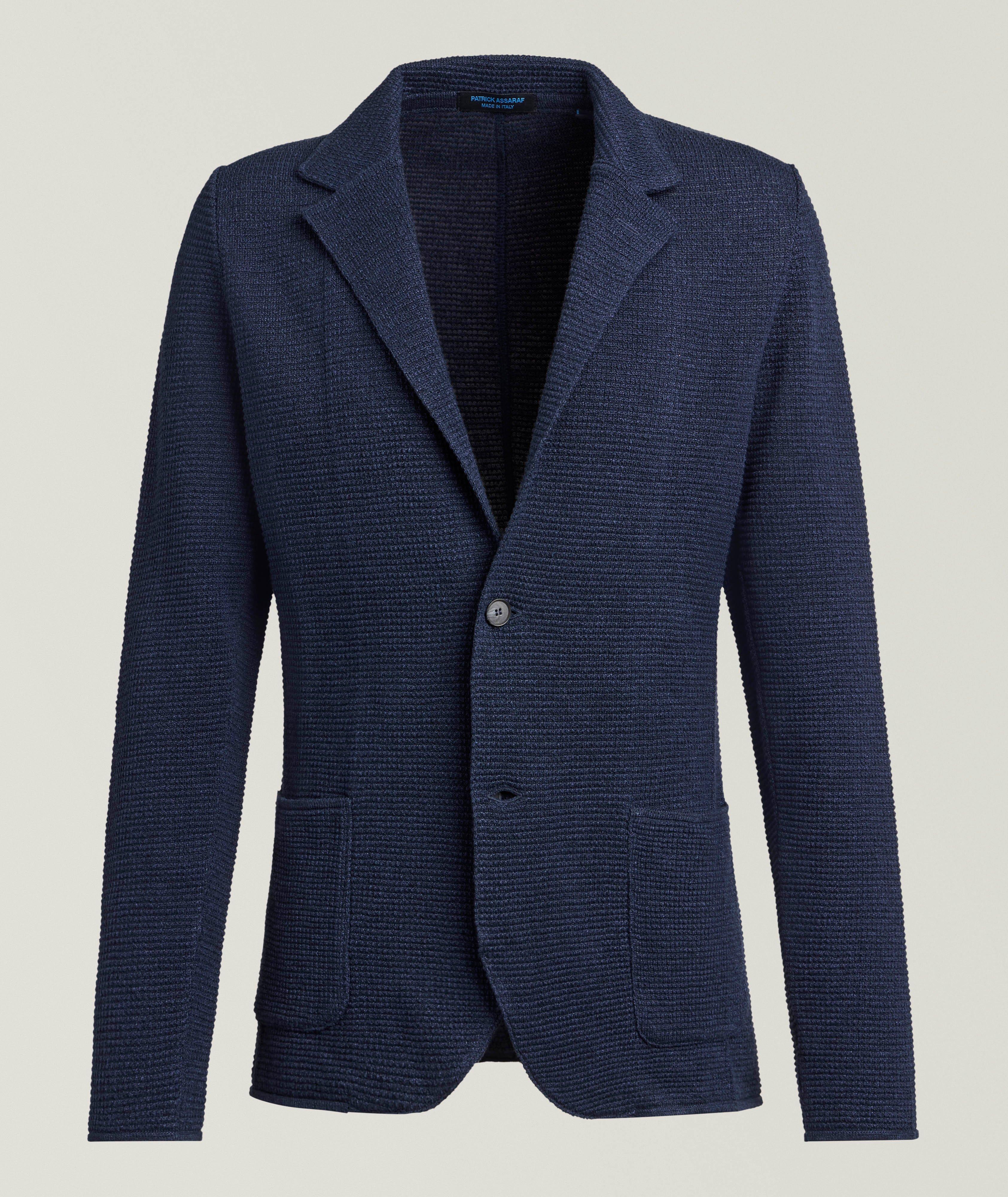 Patrick Assaraf Veston sport lin-coton tricot texturé