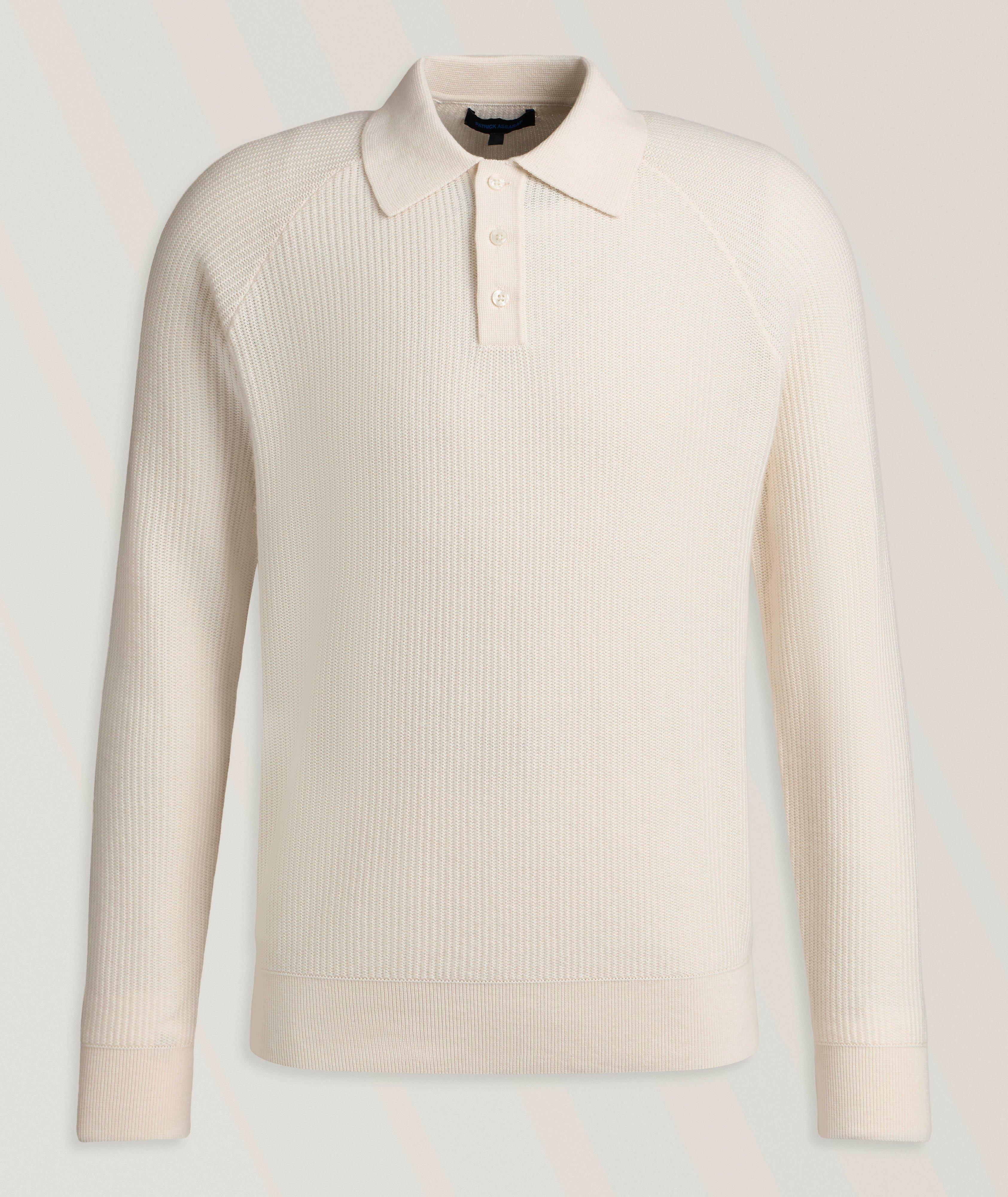 Cardigan Stitch Raglan Polo Sweater  image 0