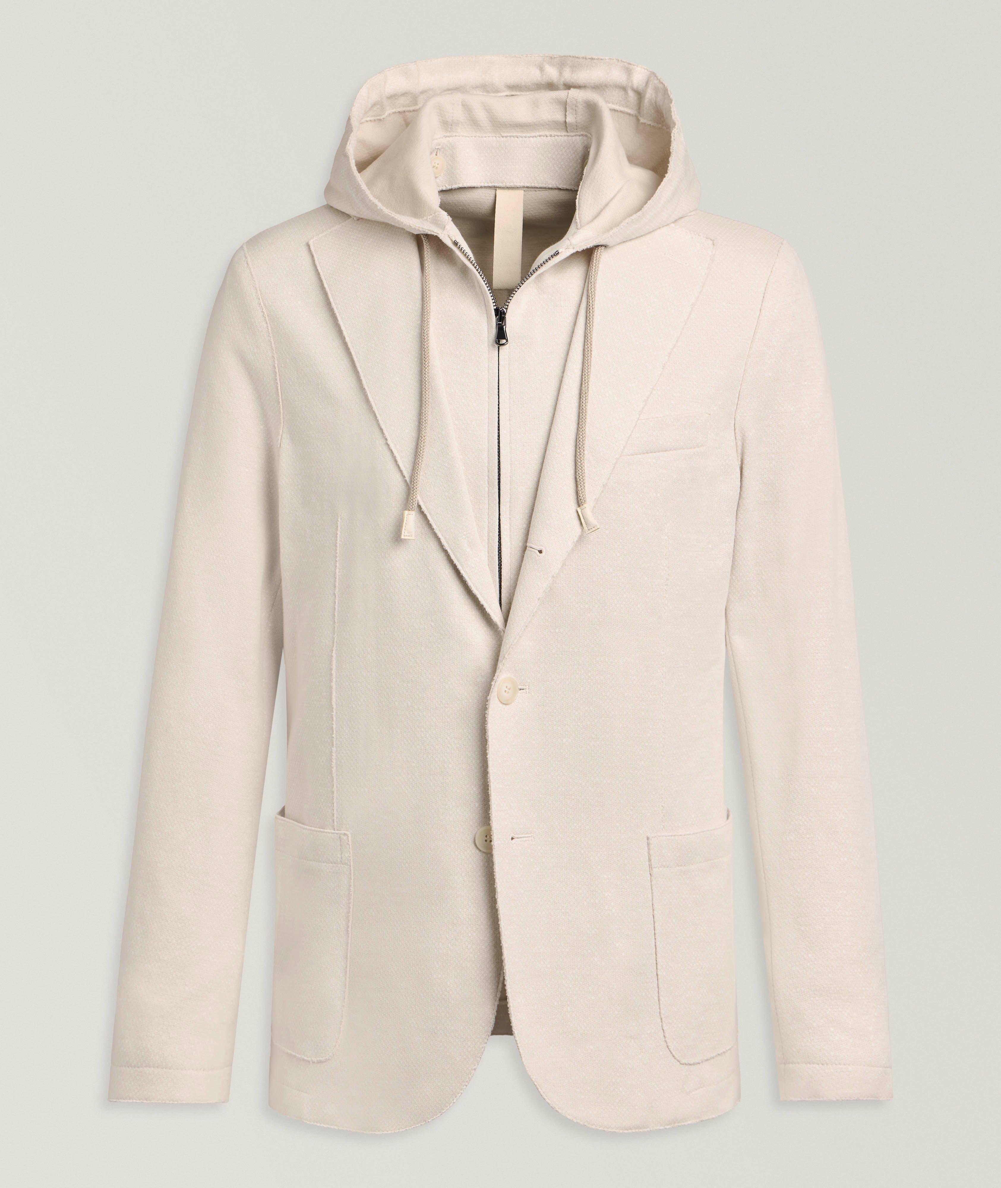 Patrick Assaraf Veston sport à capuche coton-mélange tricot