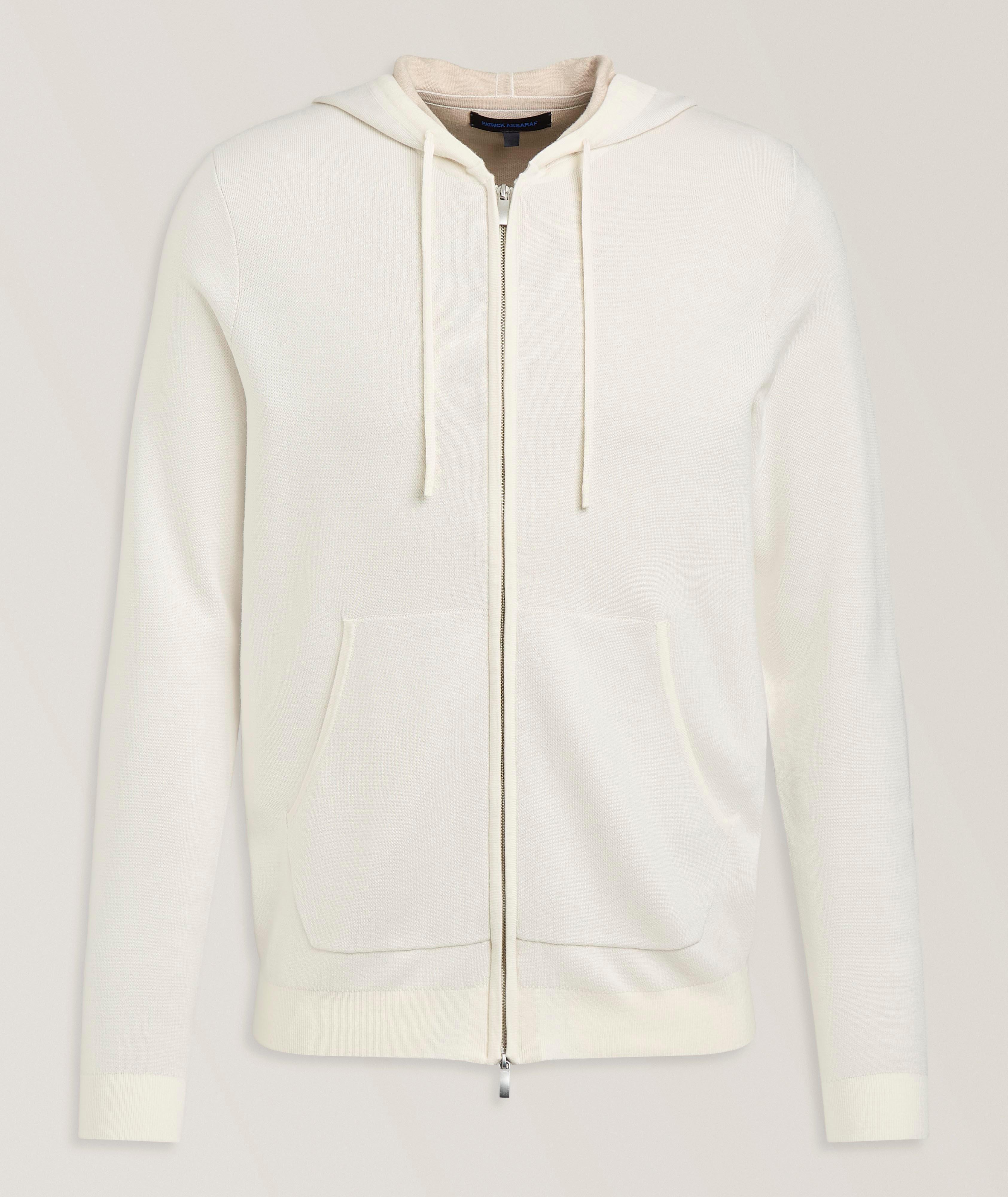Patrick Assaraf Double Face Full-Zip Hooded Sweater
