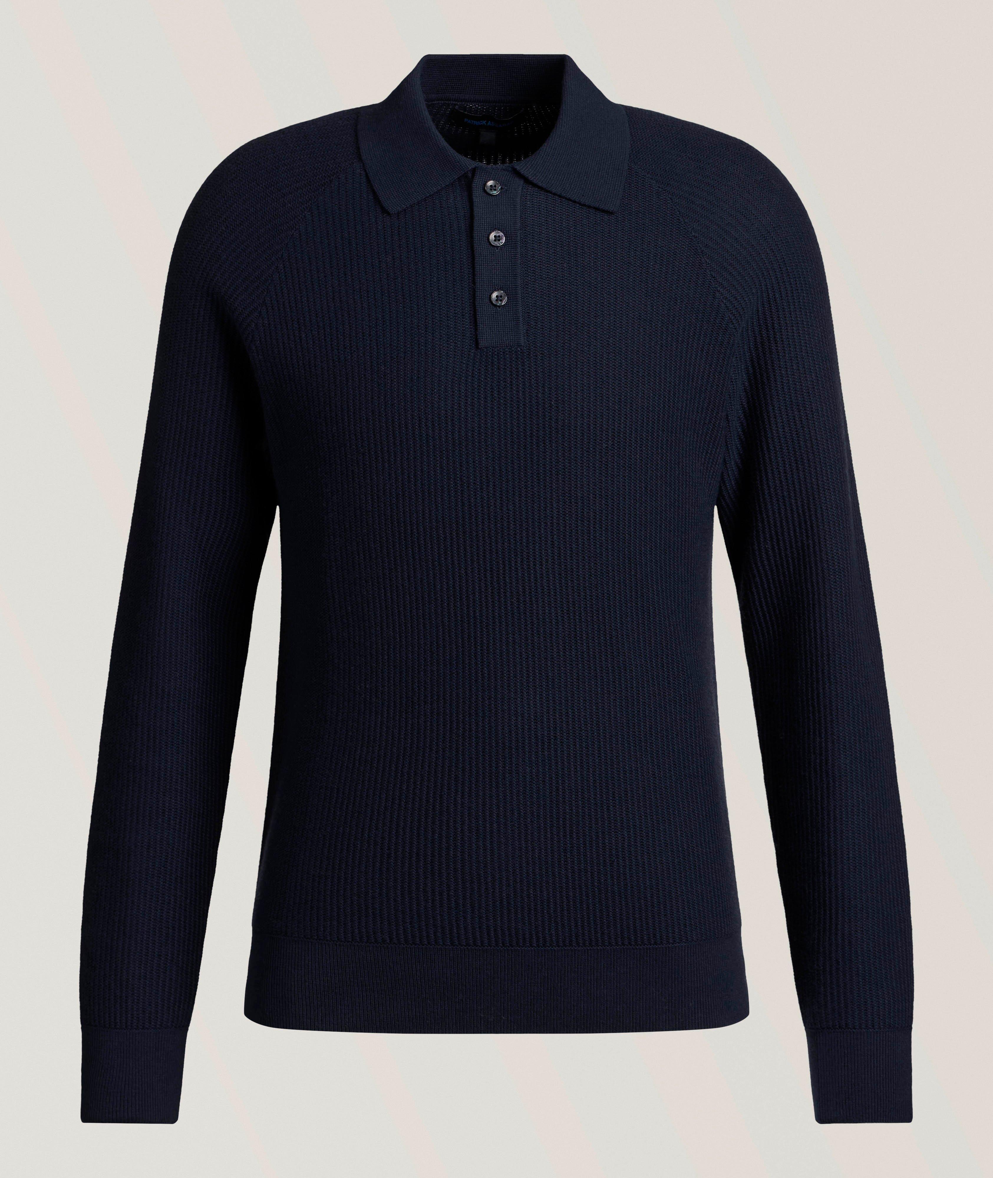 Cardigan Stitch Raglan Polo Sweater  image 0