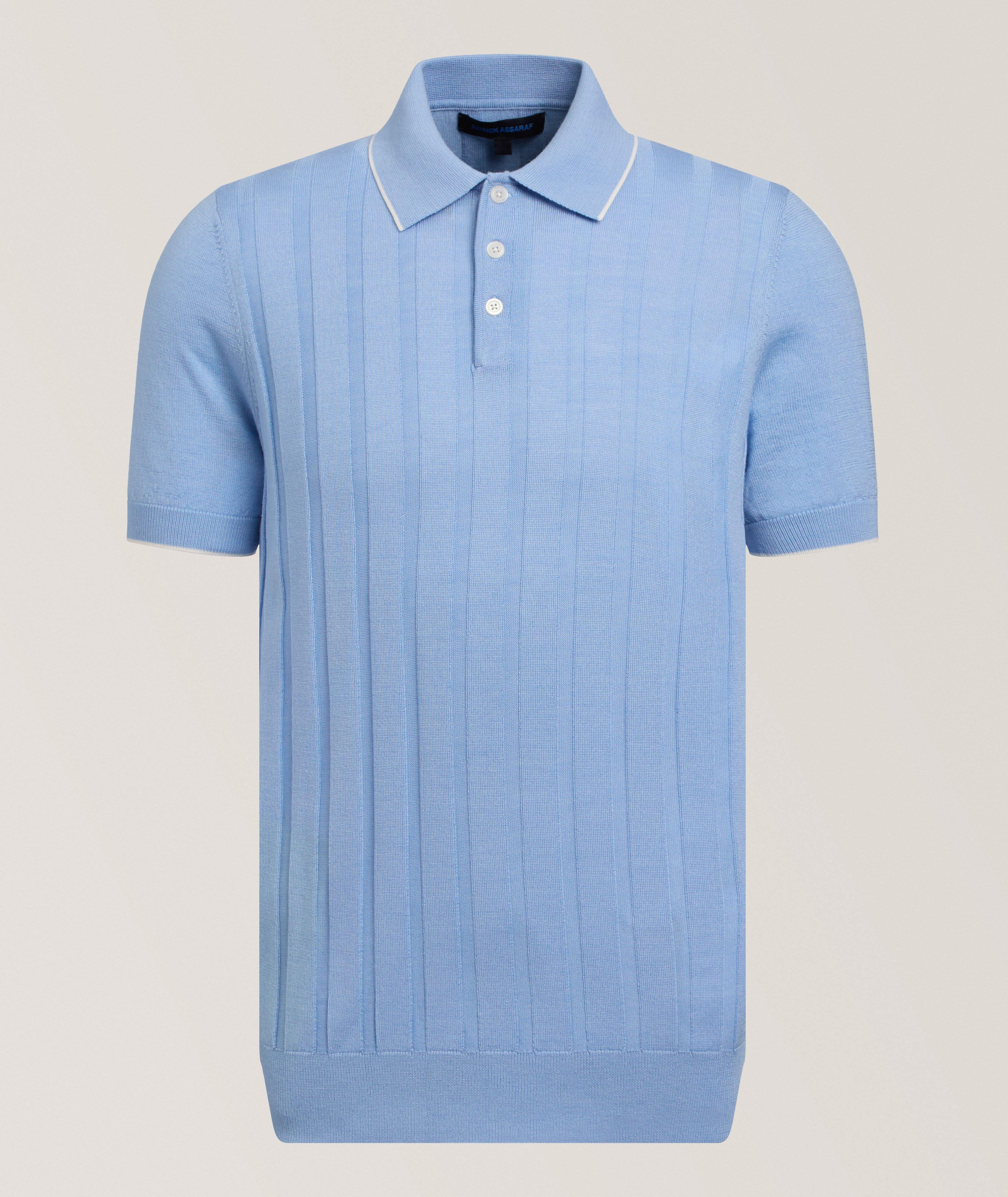 Merino Wool-Silk Drop Needle Polo image 0