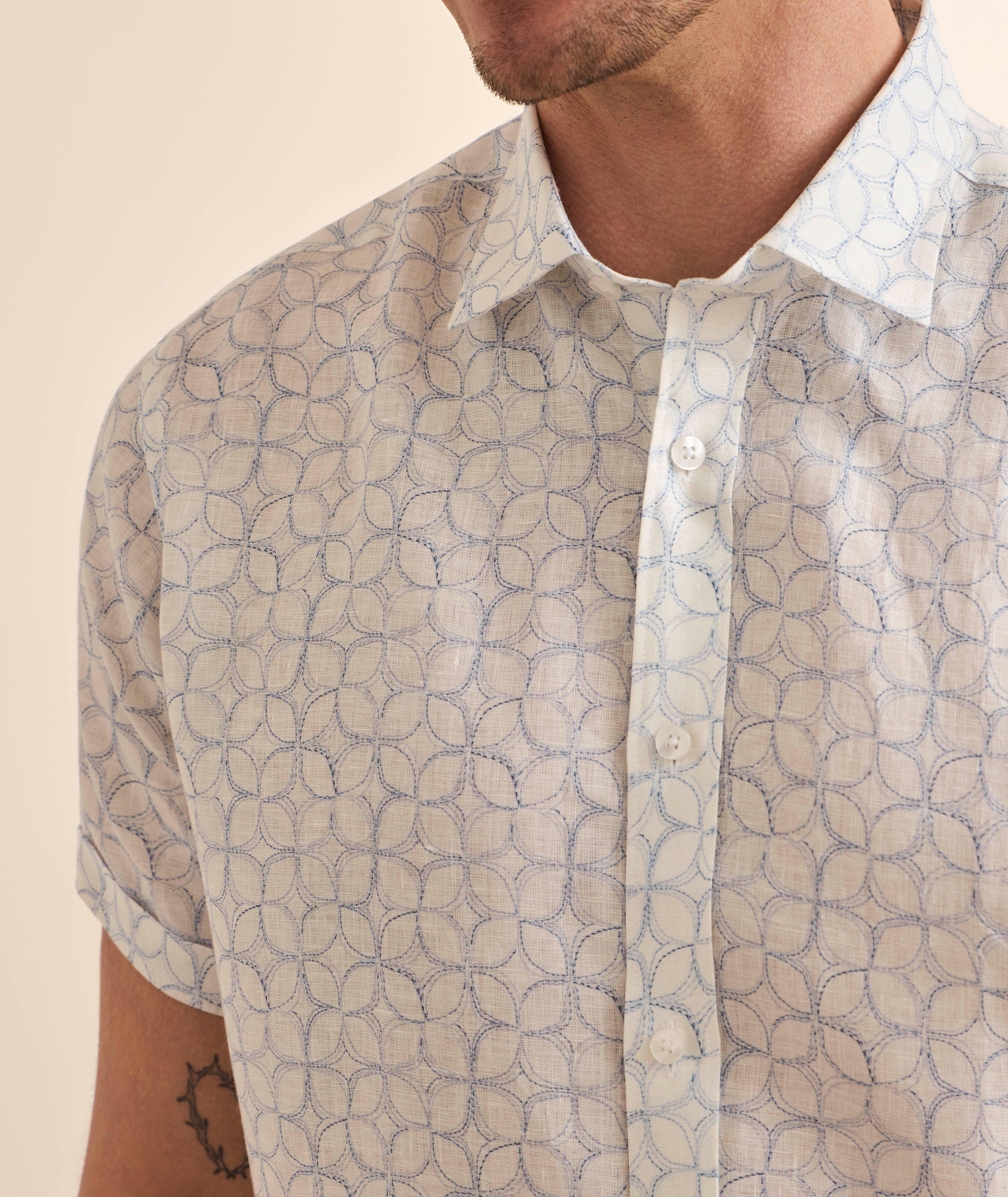 Diamond Print Linen Camp Shirt image 3