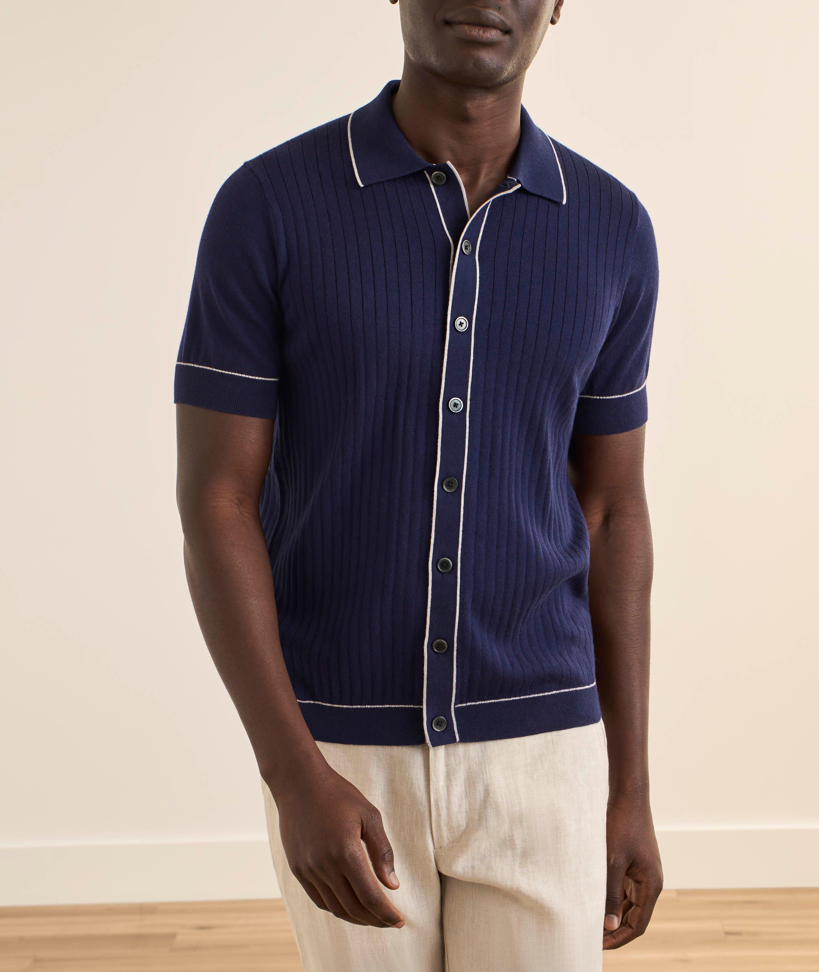 Drop Needle Full-Button Knit Shirt    image 1