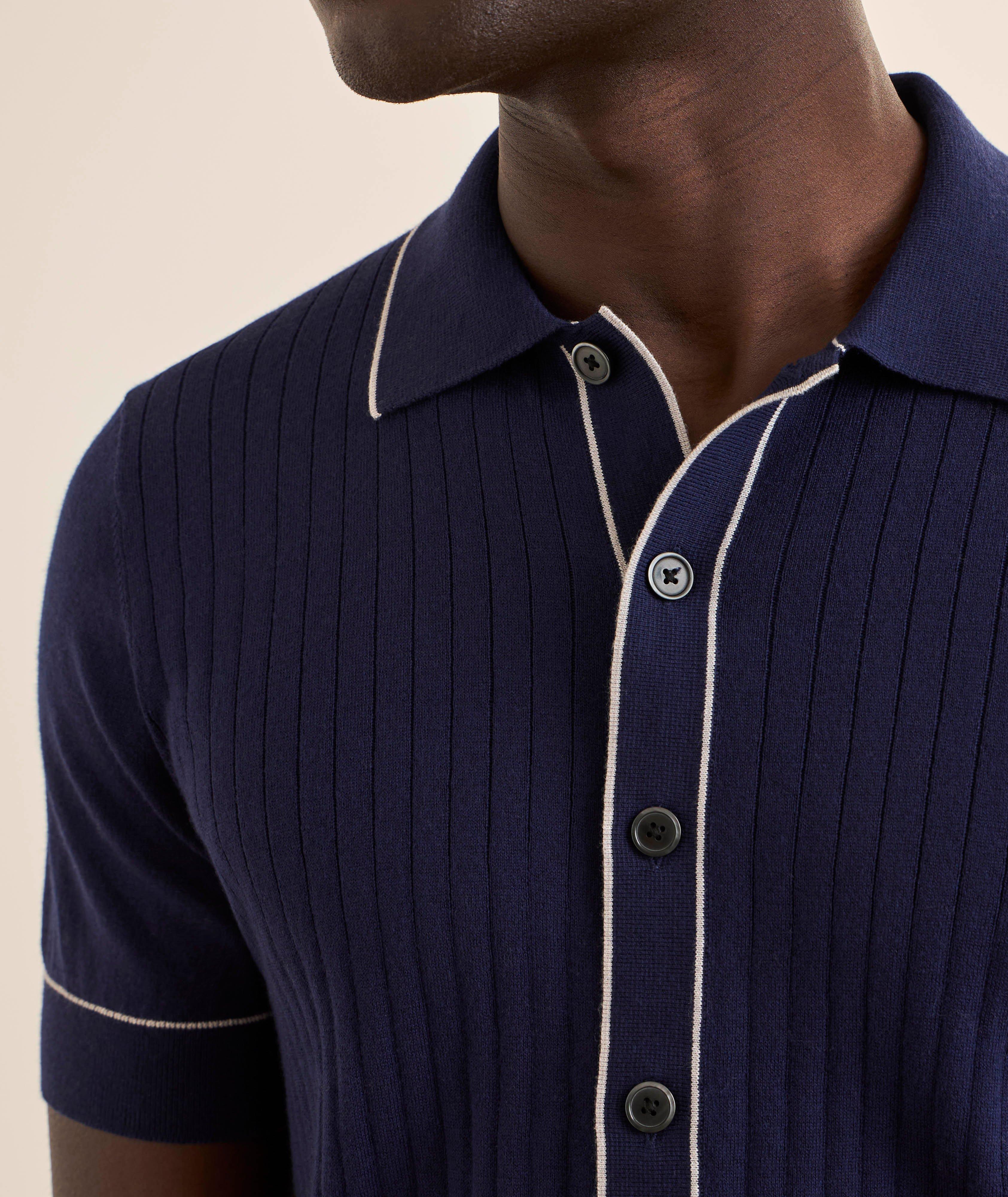 Drop Needle Full-Button Knit Shirt    image 3