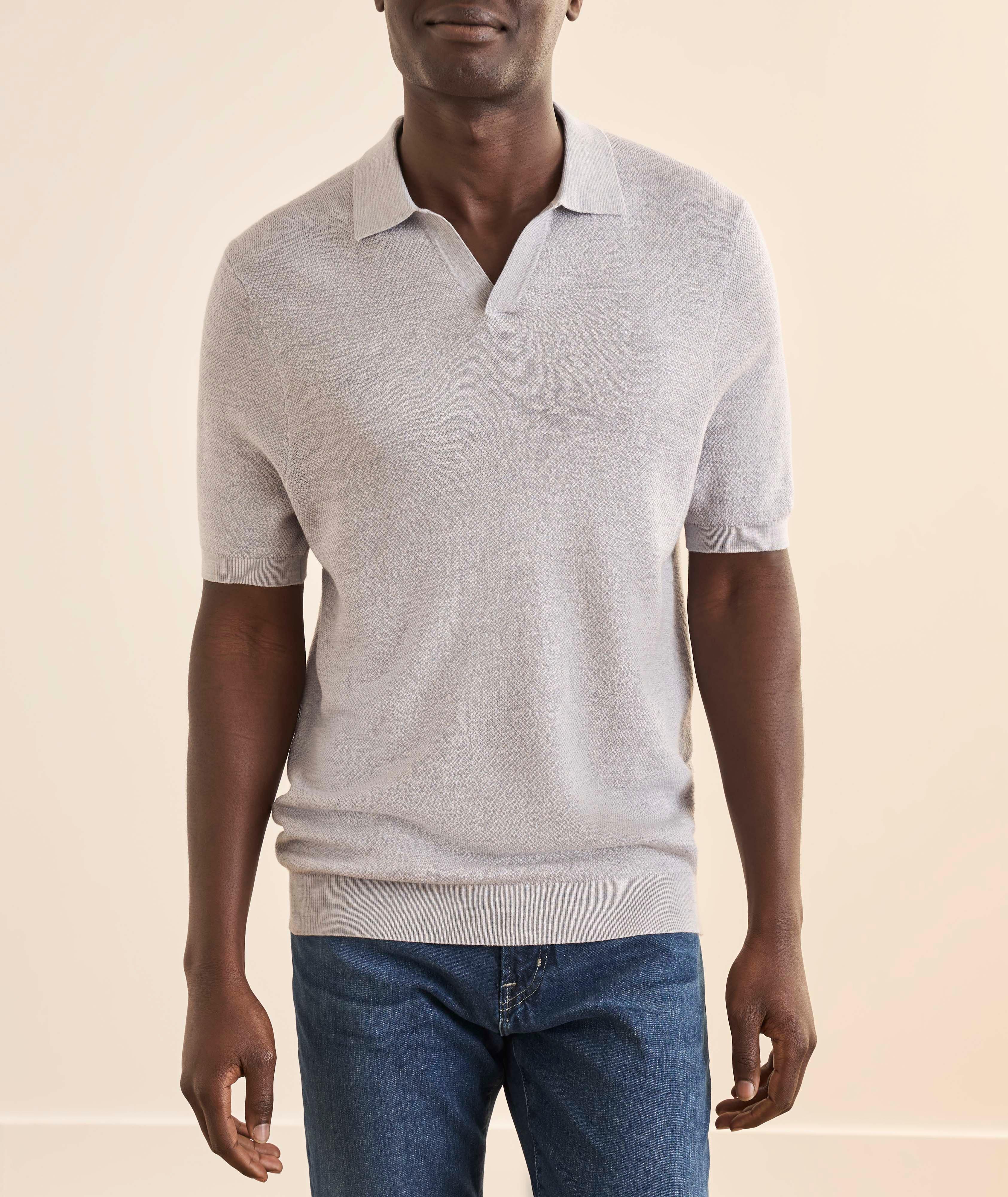 Johnny Collar Pebble Stitch Knit Polo  image 1
