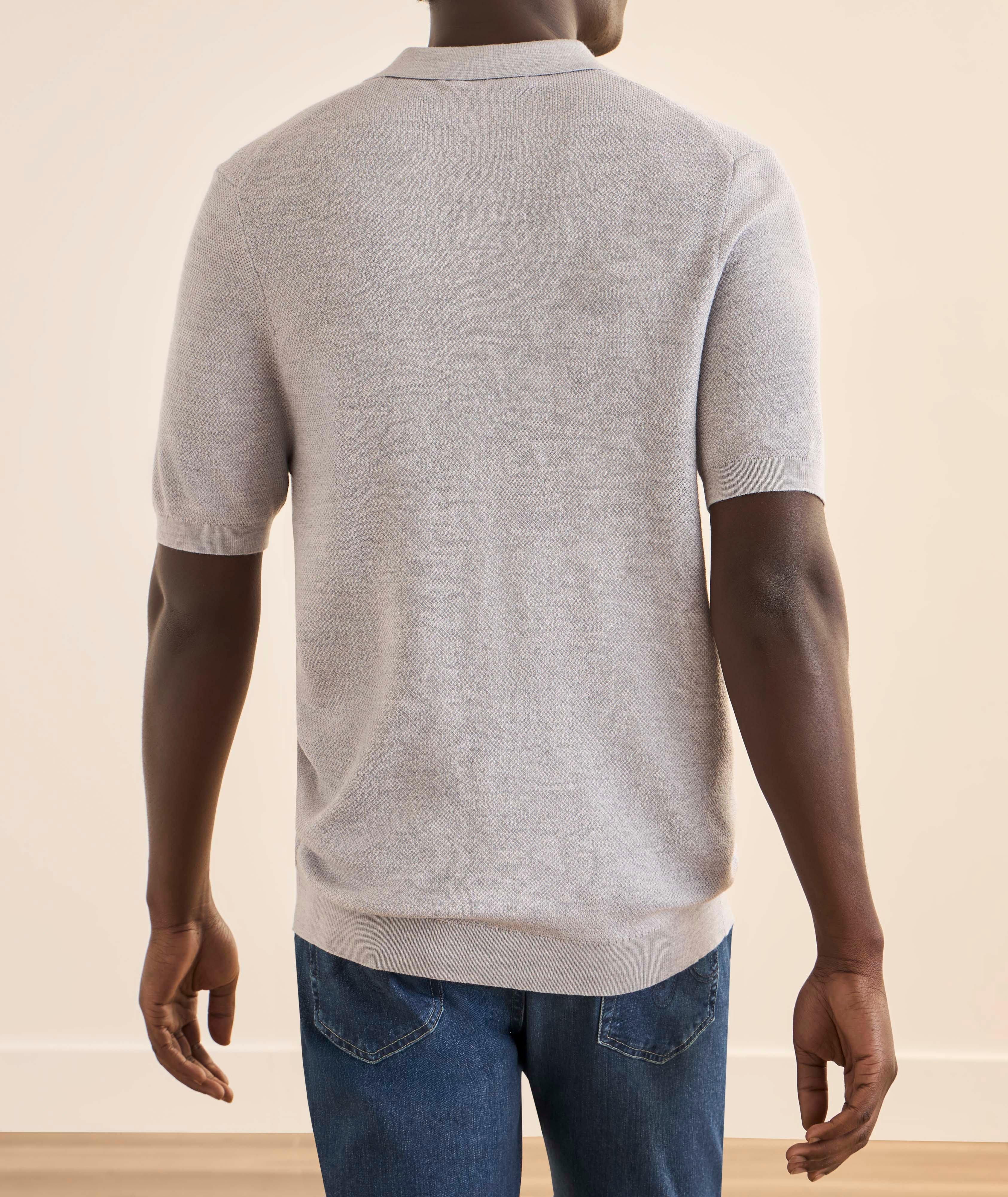 Johnny Collar Pebble Stitch Knit Polo  image 2