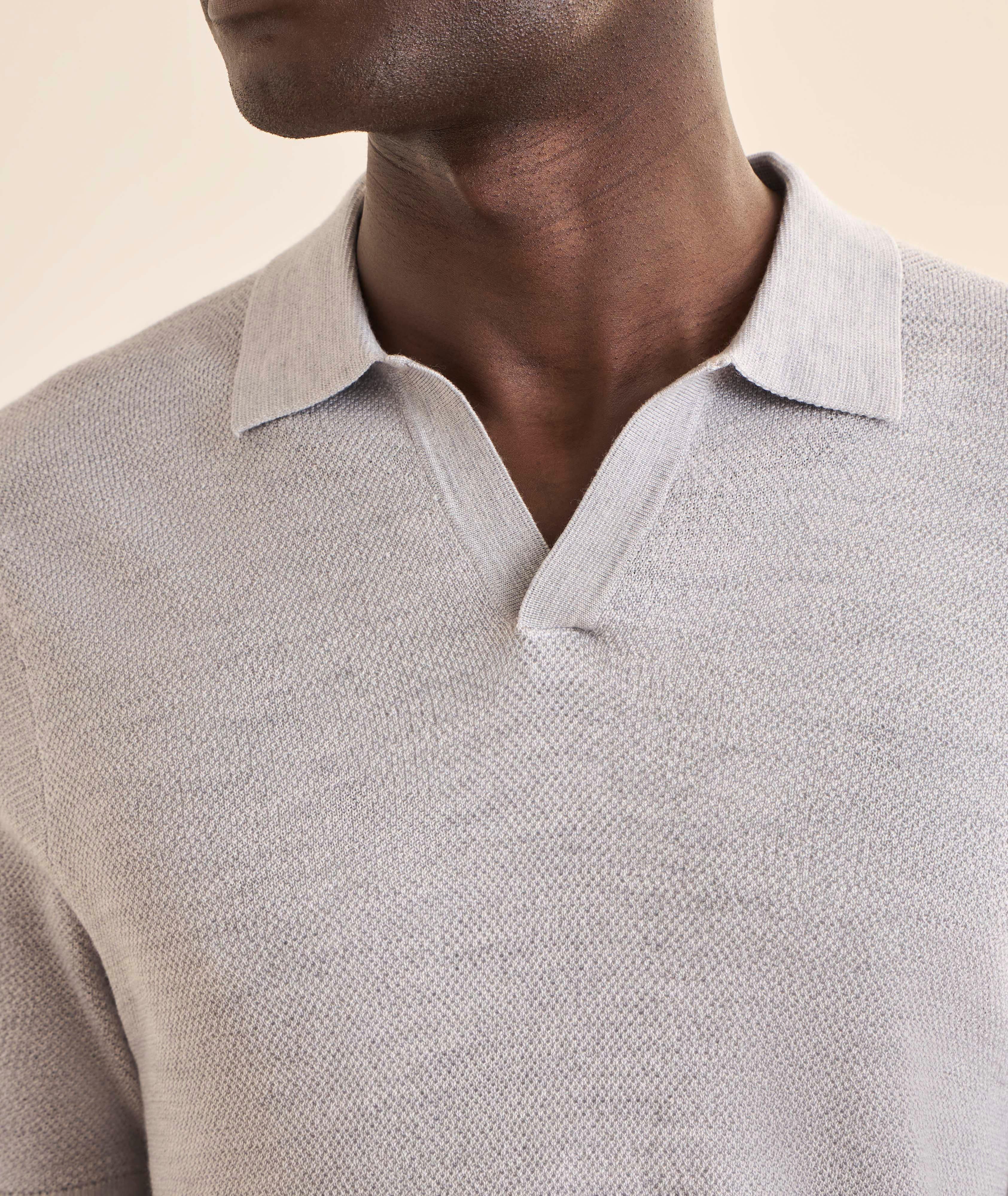 Johnny Collar Pebble Stitch Knit Polo  image 3