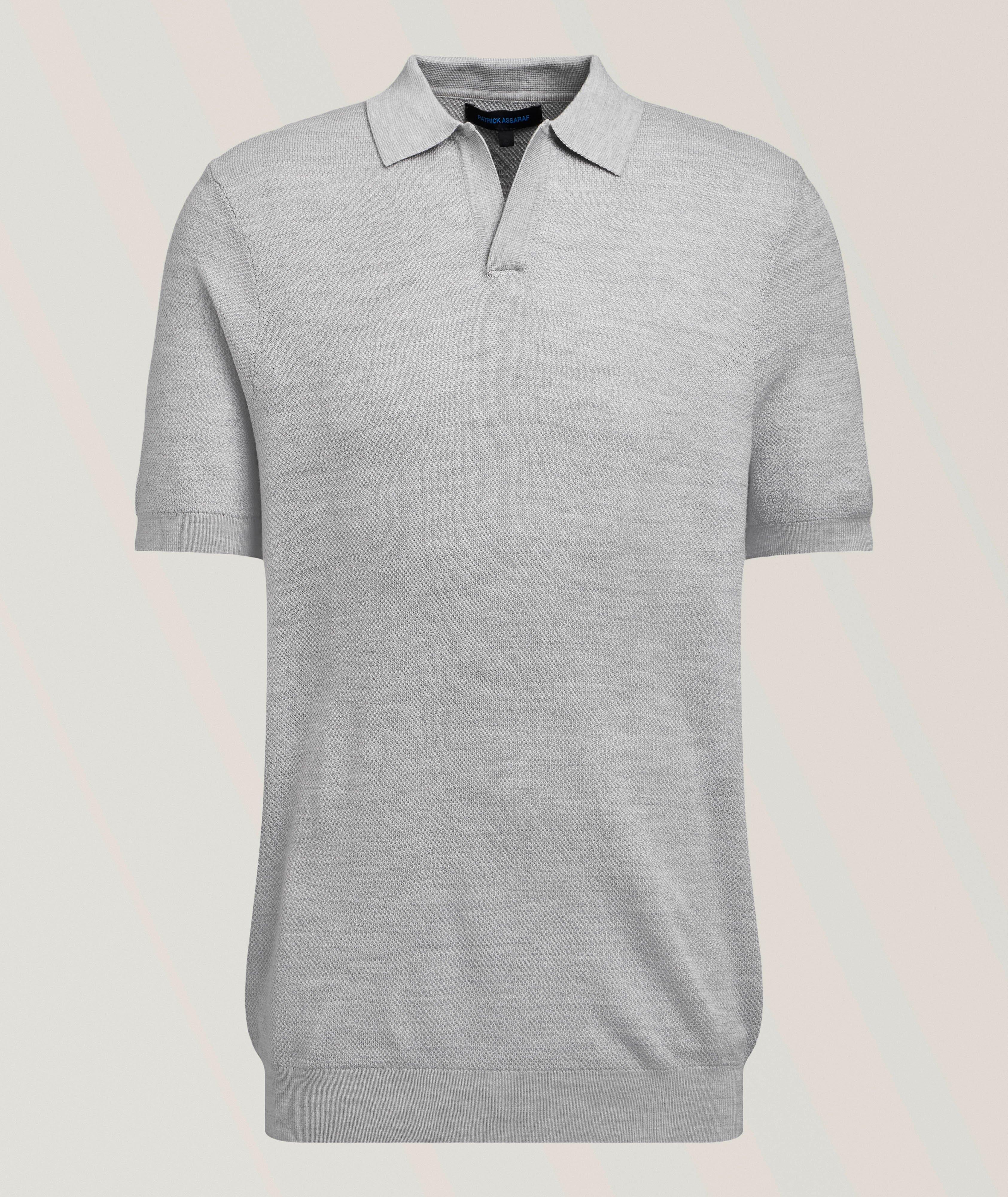 Johnny Collar Pebble Stitch Knit Polo  image 0