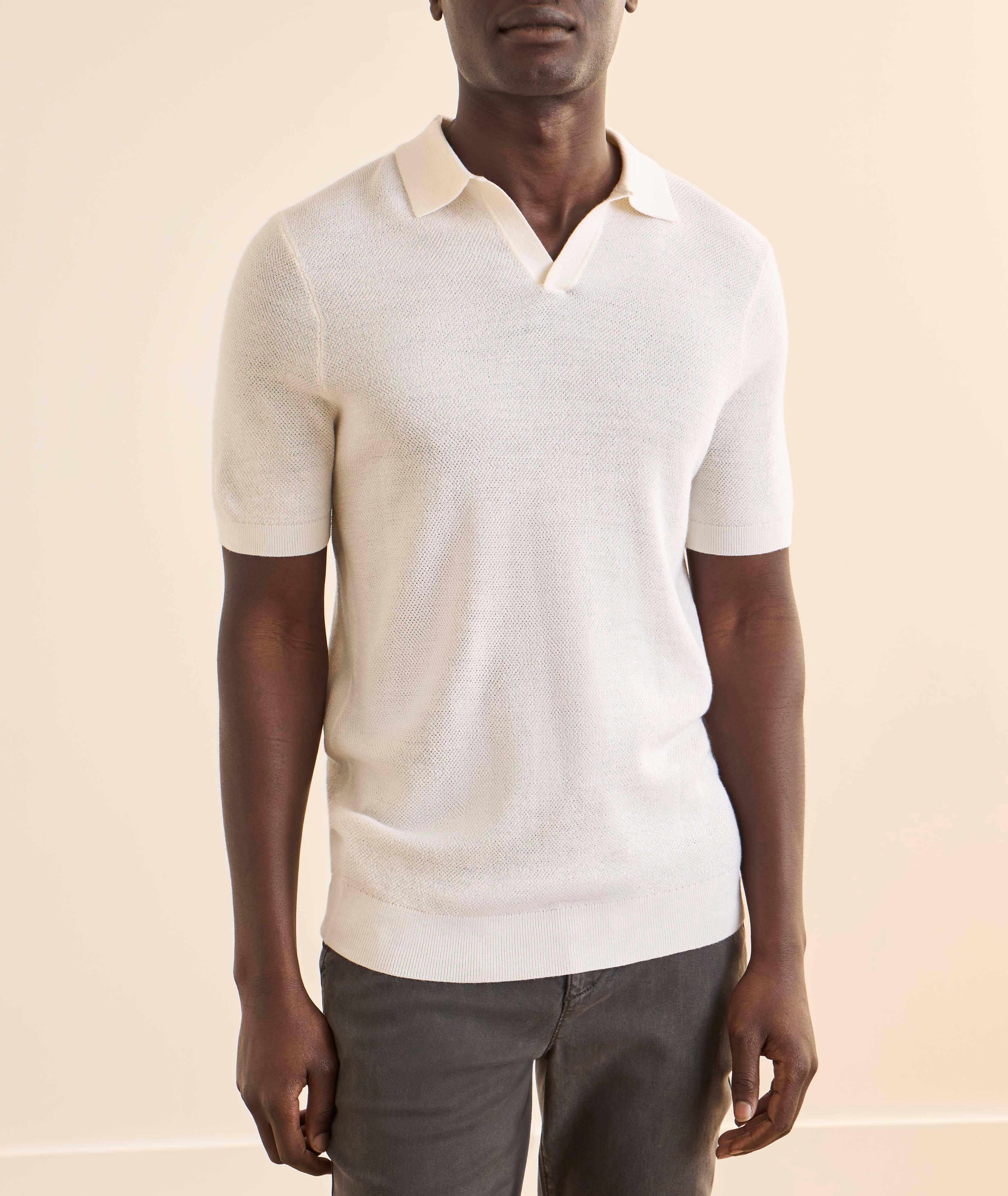 Johnny Collar Pebble Stitch Knit Polo  image 1