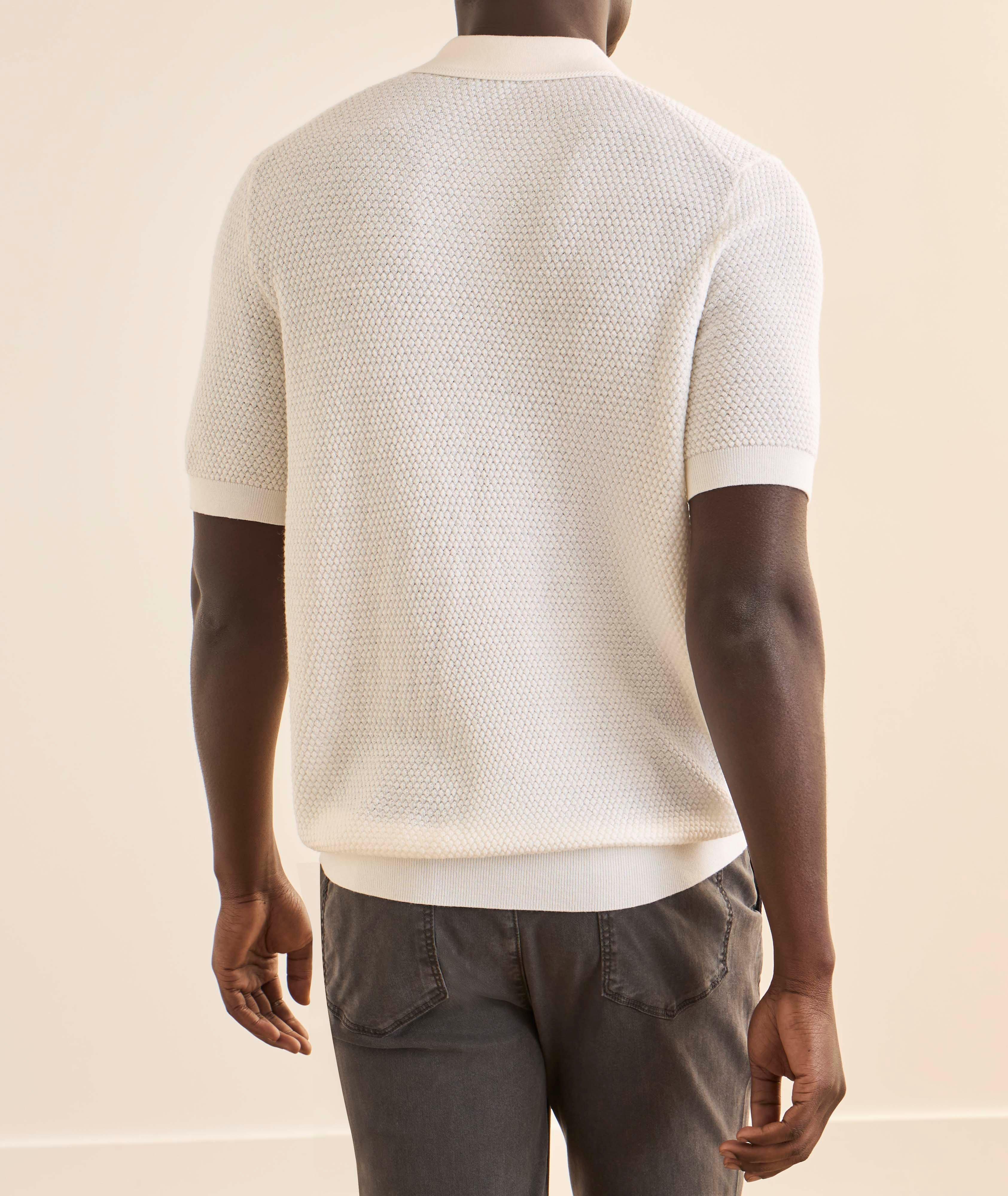 Merino Wool-Silk Bubble Stitch Polo image 2