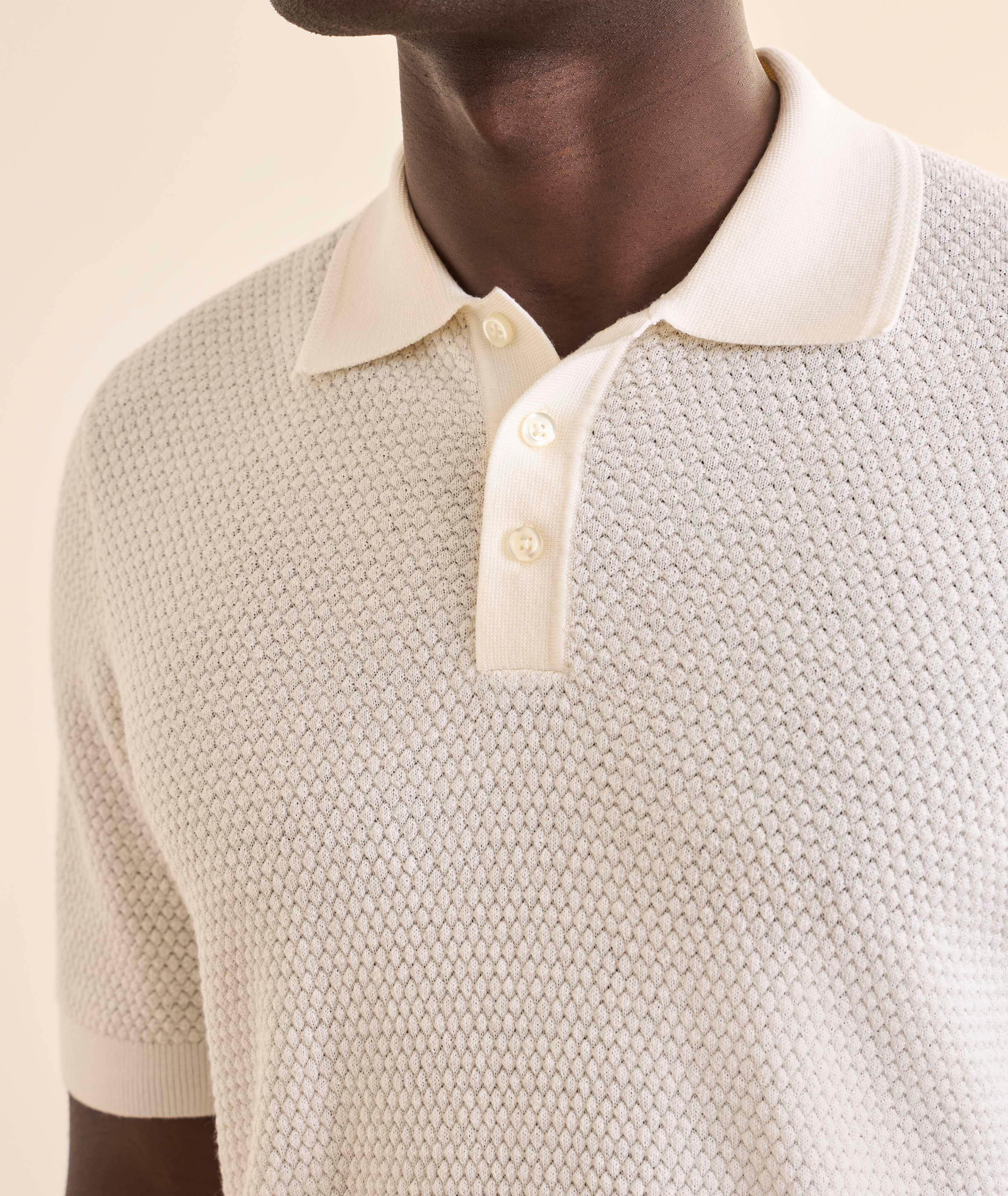 Merino Wool-Silk Bubble Stitch Polo image 3