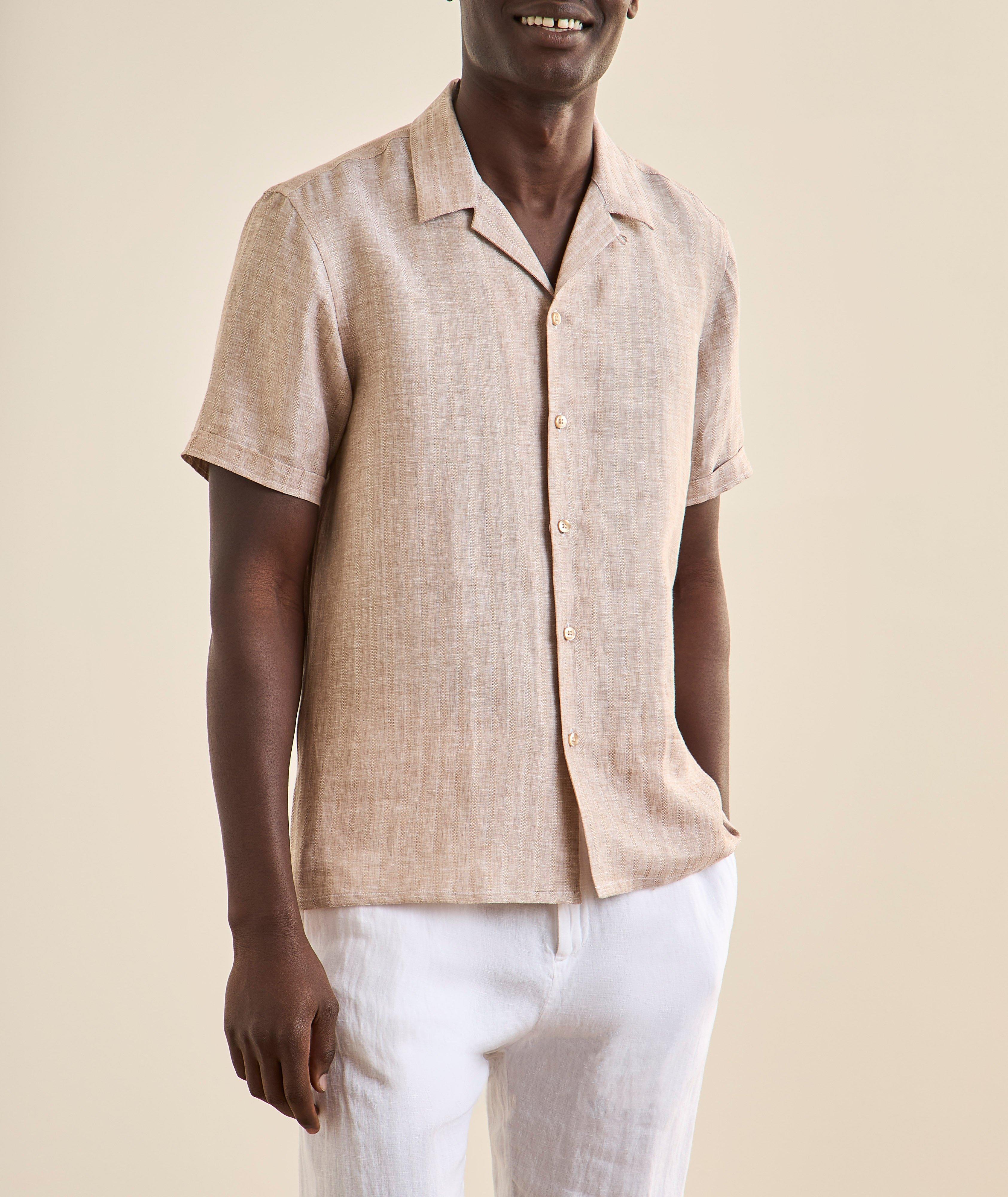 Tonal Stripe Linen Camp Shirt image 1