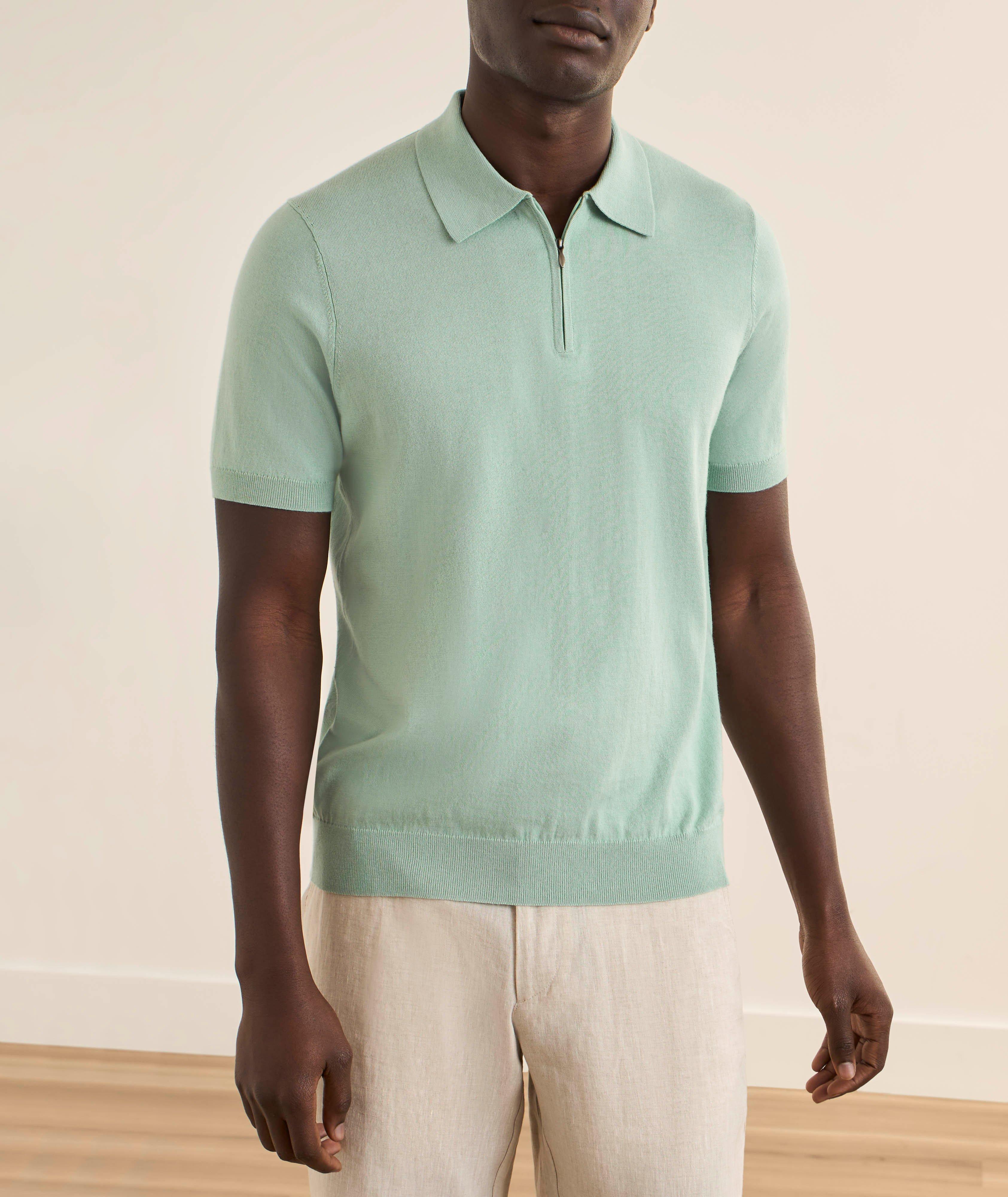 Polo coton mélangé quart-zip image 1