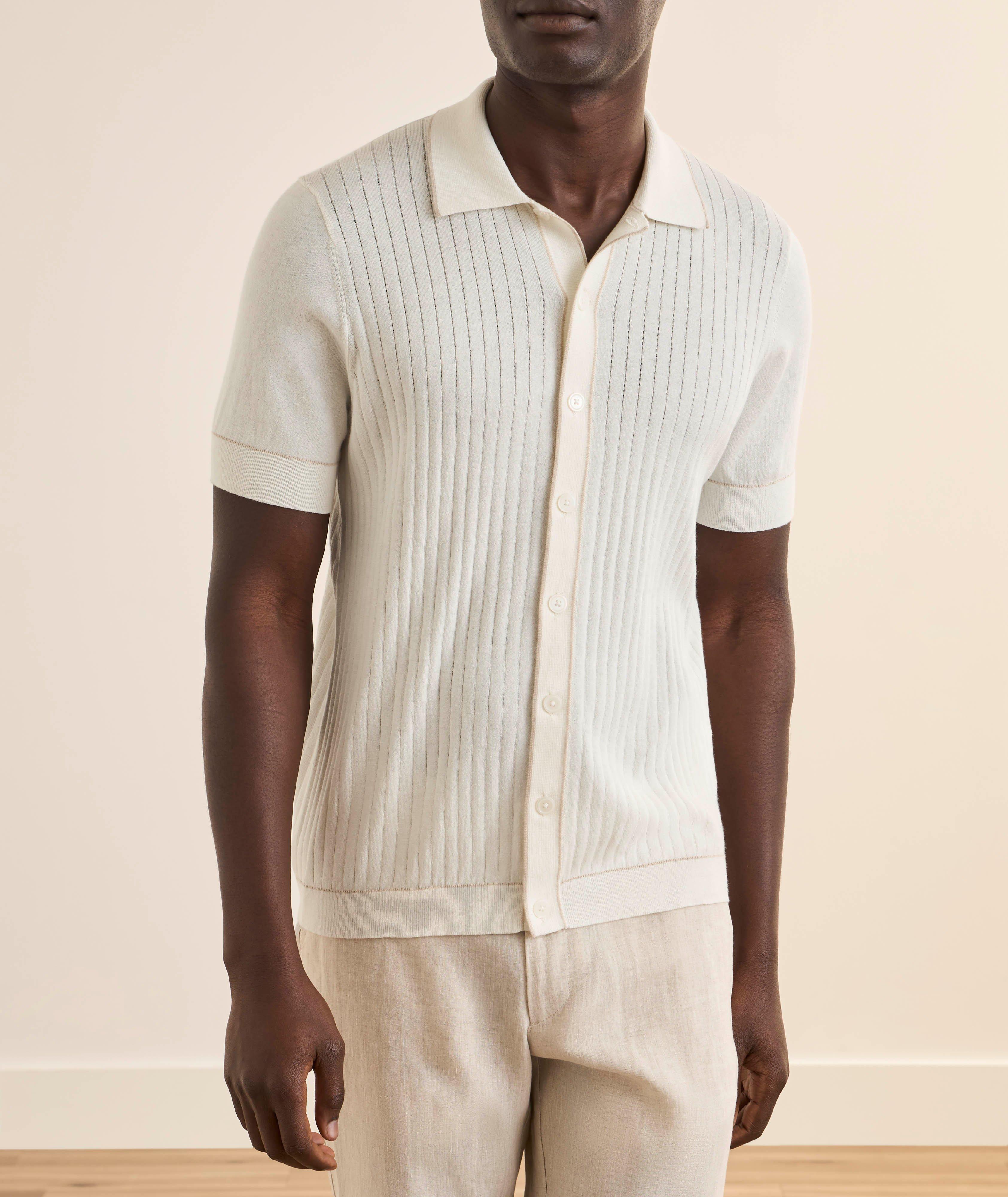 Drop Needle Full-Button Knit Shirt    image 1