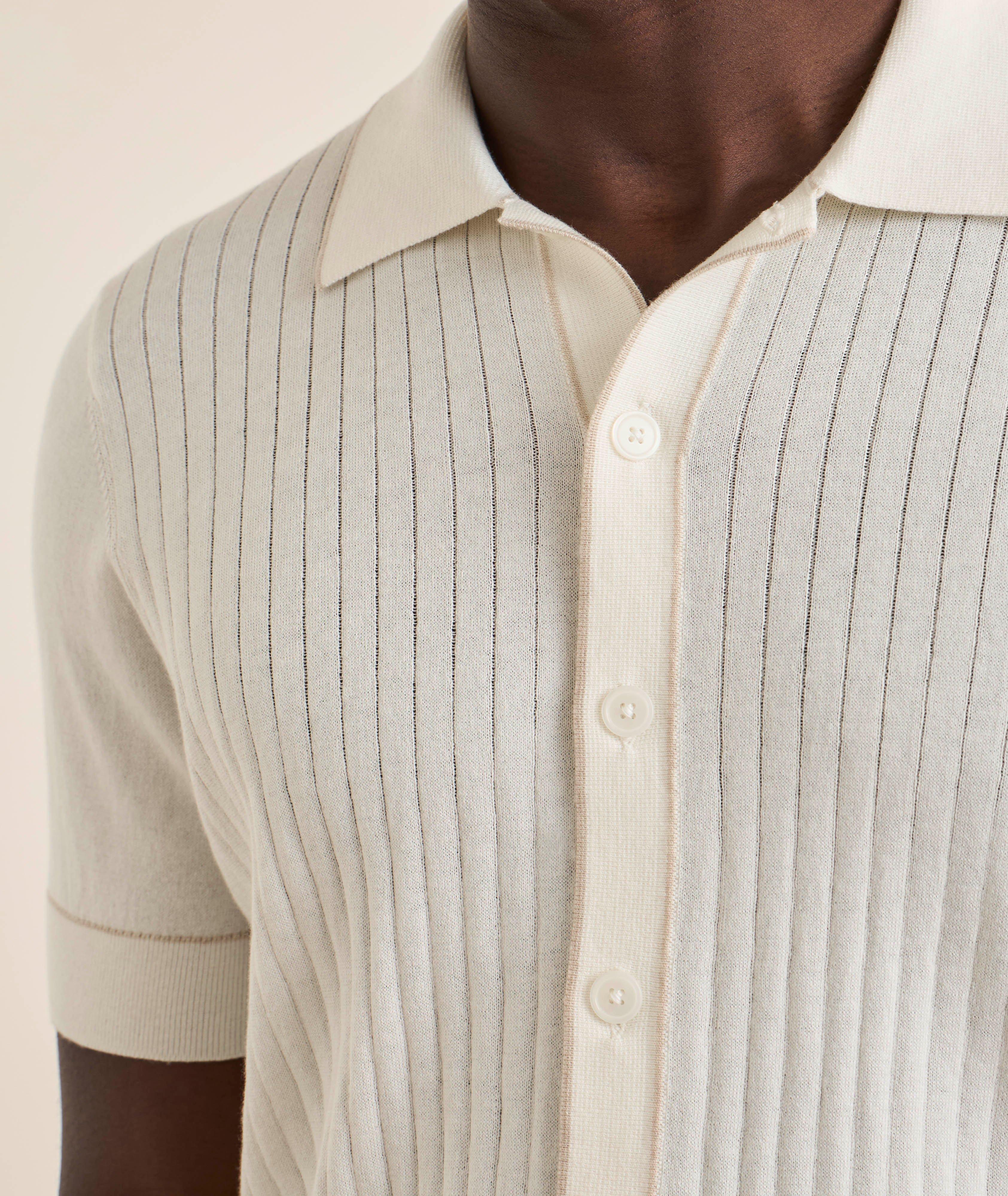 Drop Needle Full-Button Knit Shirt    image 3