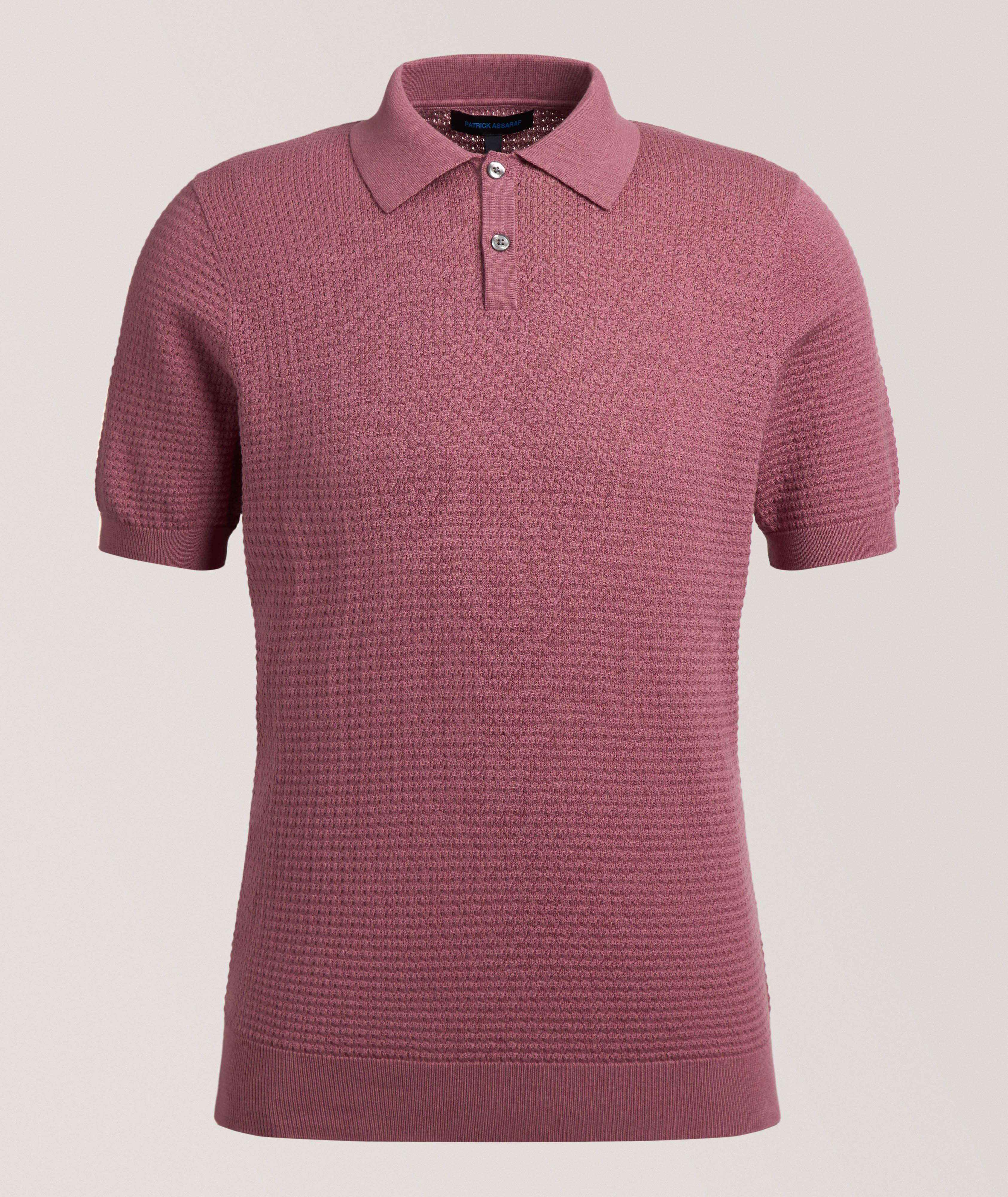 Patrick Assaraf Textured Open Weave Polo