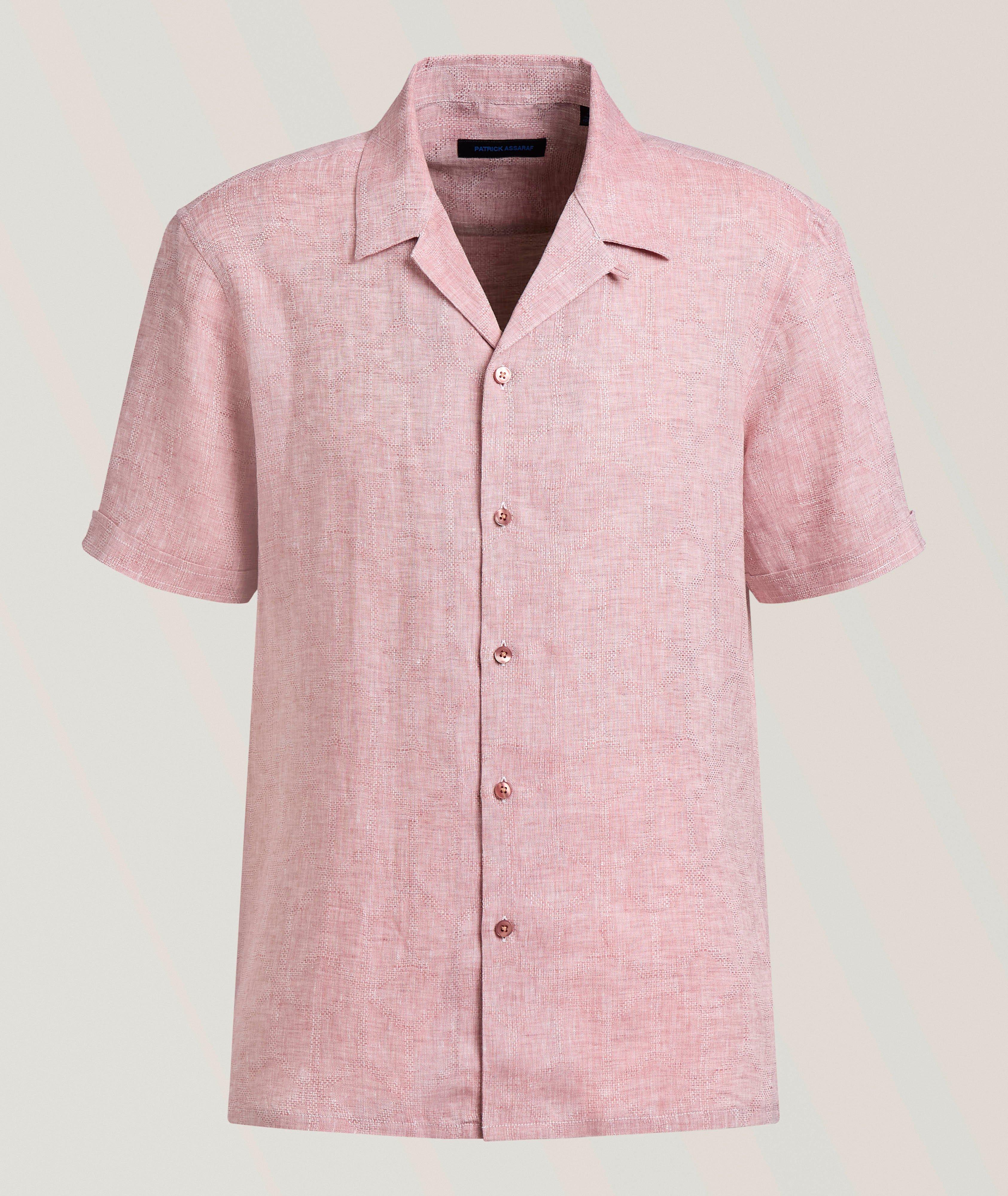 Geometric Print Linen Camp Shirt image 0